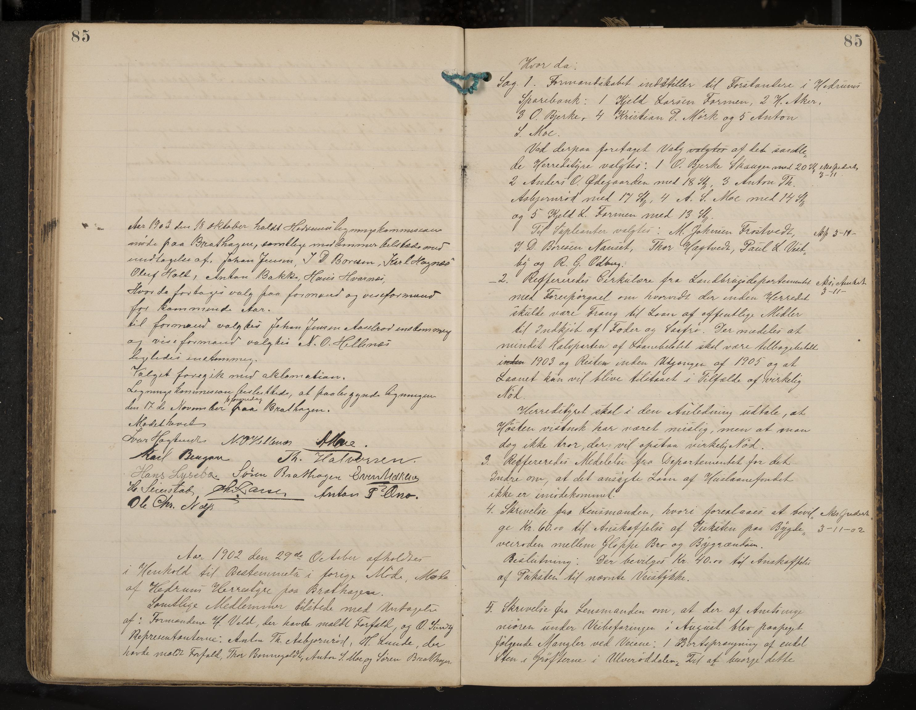 Hedrum formannskap og sentraladministrasjon, IKAK/0727021/A/Aa/L0005: Møtebok, 1899-1911, p. 85