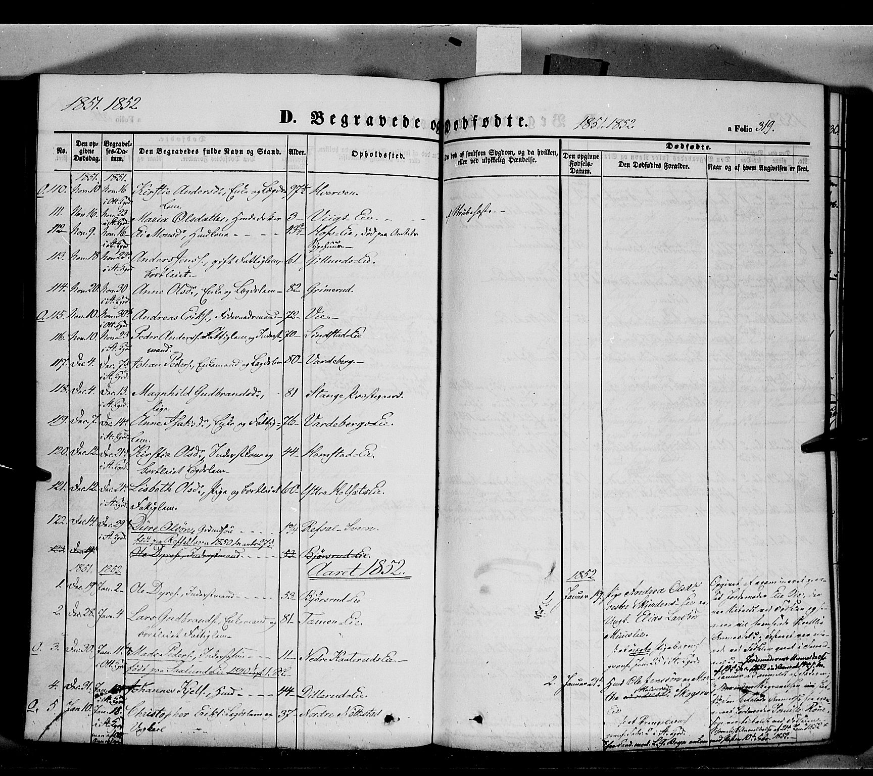 Stange prestekontor, SAH/PREST-002/K/L0011: Parish register (official) no. 11, 1846-1852, p. 319