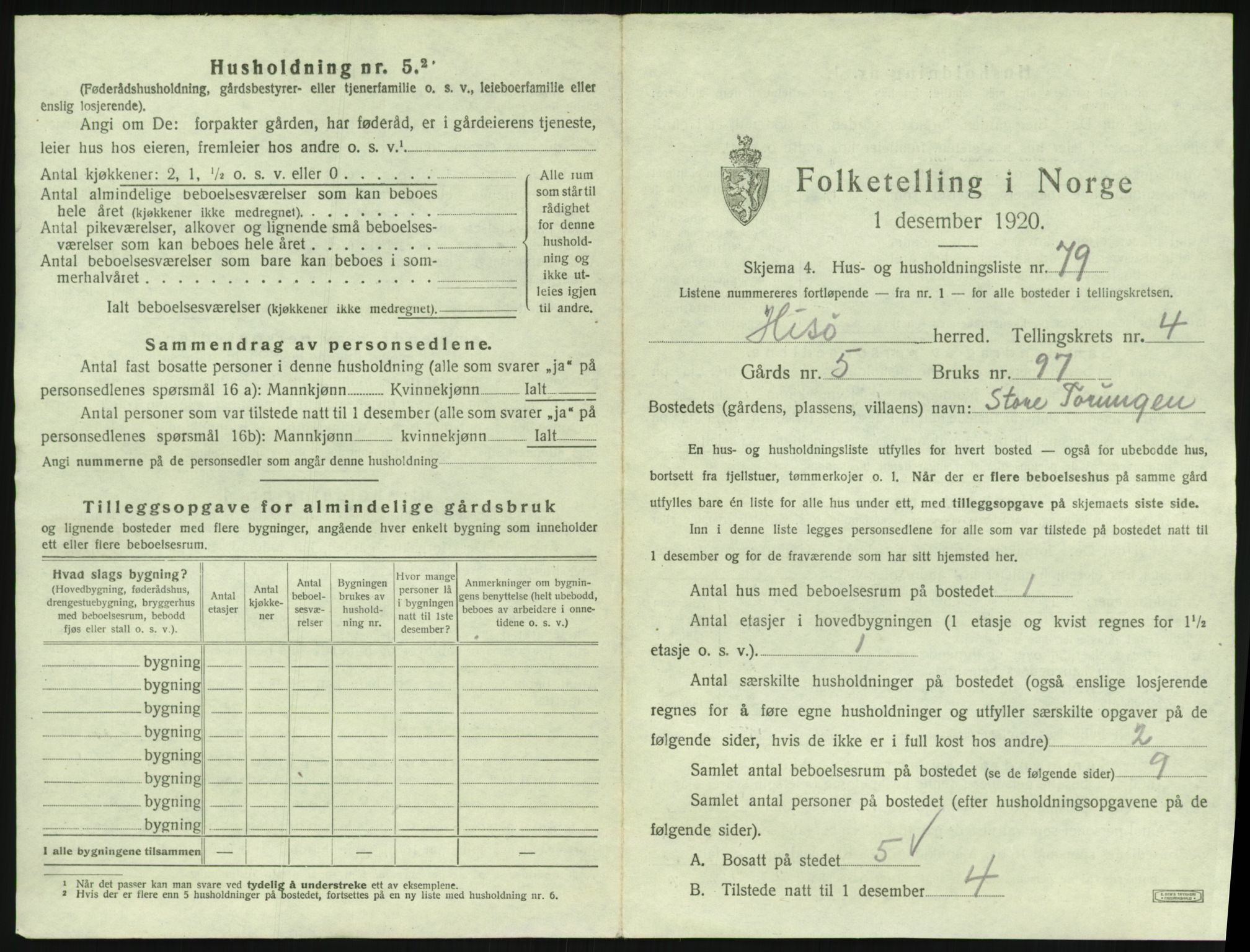 SAK, 1920 census for Hisøy, 1920, p. 1070