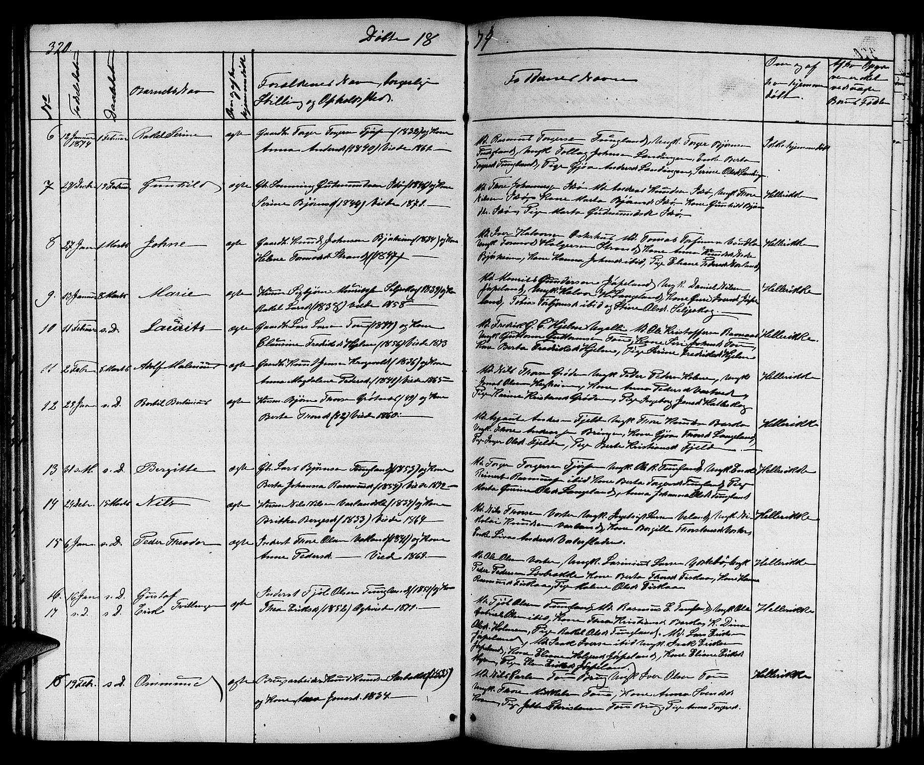 Strand sokneprestkontor, SAST/A-101828/H/Ha/Hab/L0003: Parish register (copy) no. B 3, 1855-1881, p. 320