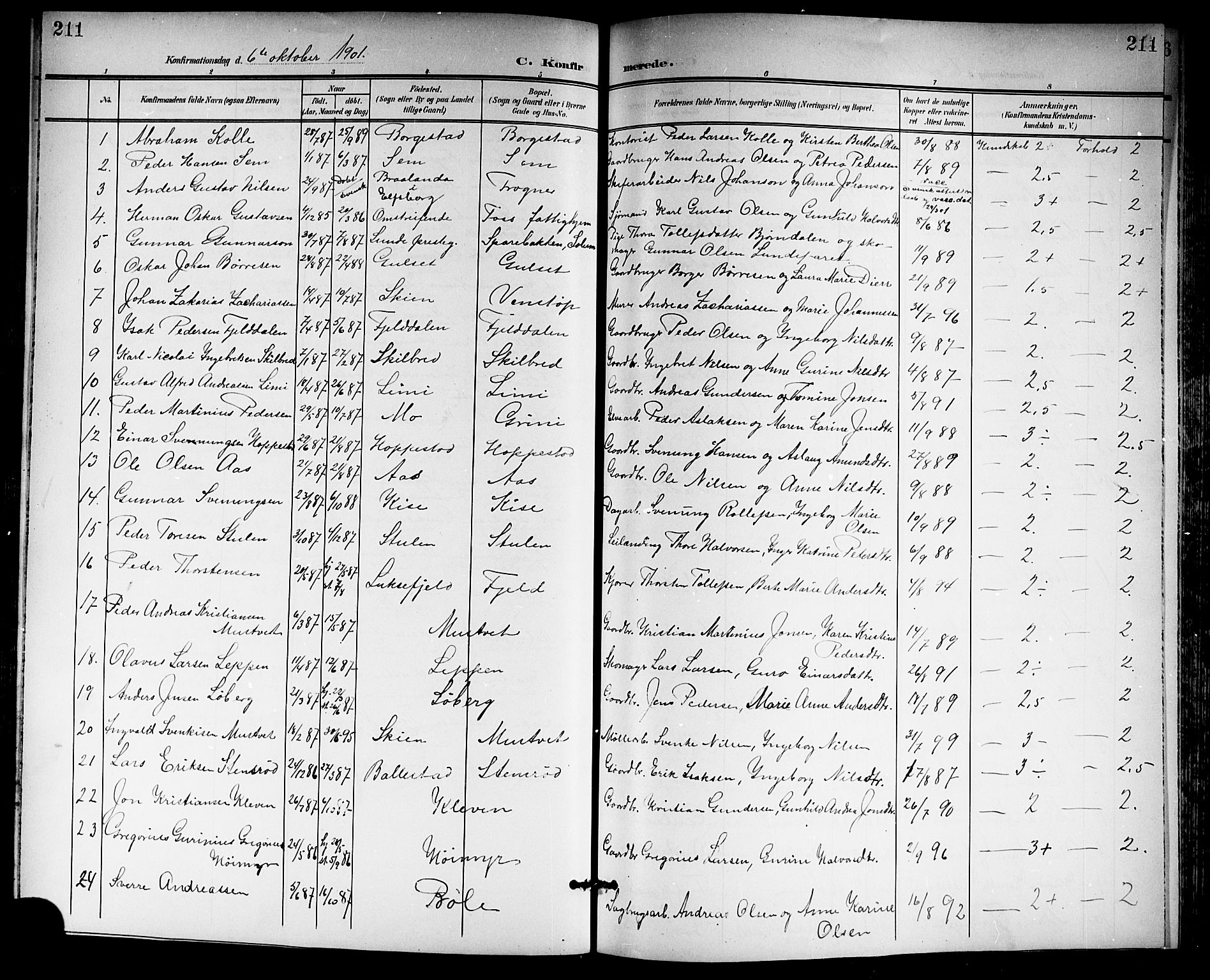 Gjerpen kirkebøker, AV/SAKO-A-265/G/Ga/L0003: Parish register (copy) no. I 3, 1901-1919, p. 211