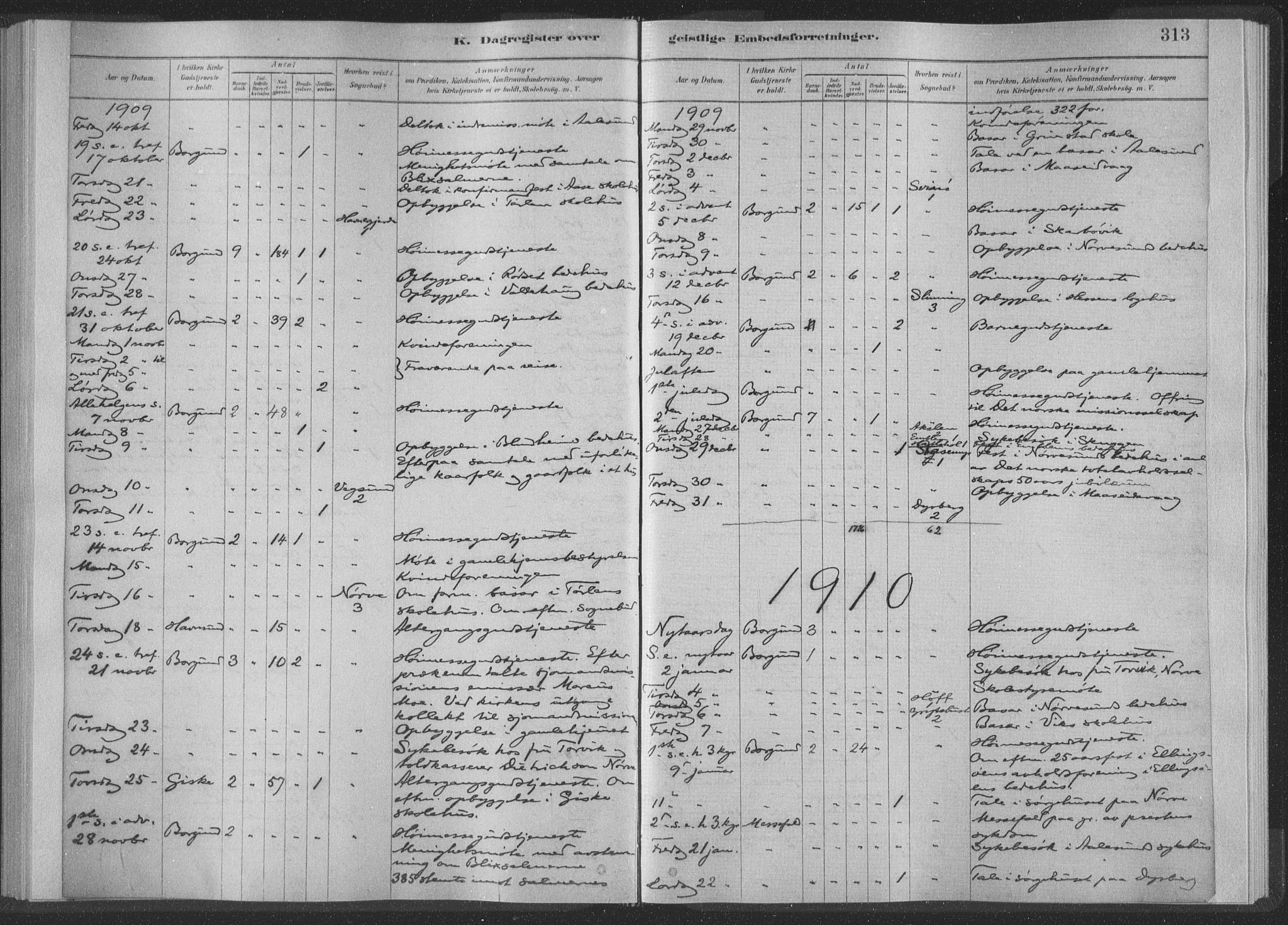 Ministerialprotokoller, klokkerbøker og fødselsregistre - Møre og Romsdal, AV/SAT-A-1454/528/L0404: Parish register (official) no. 528A13II, 1880-1922, p. 313