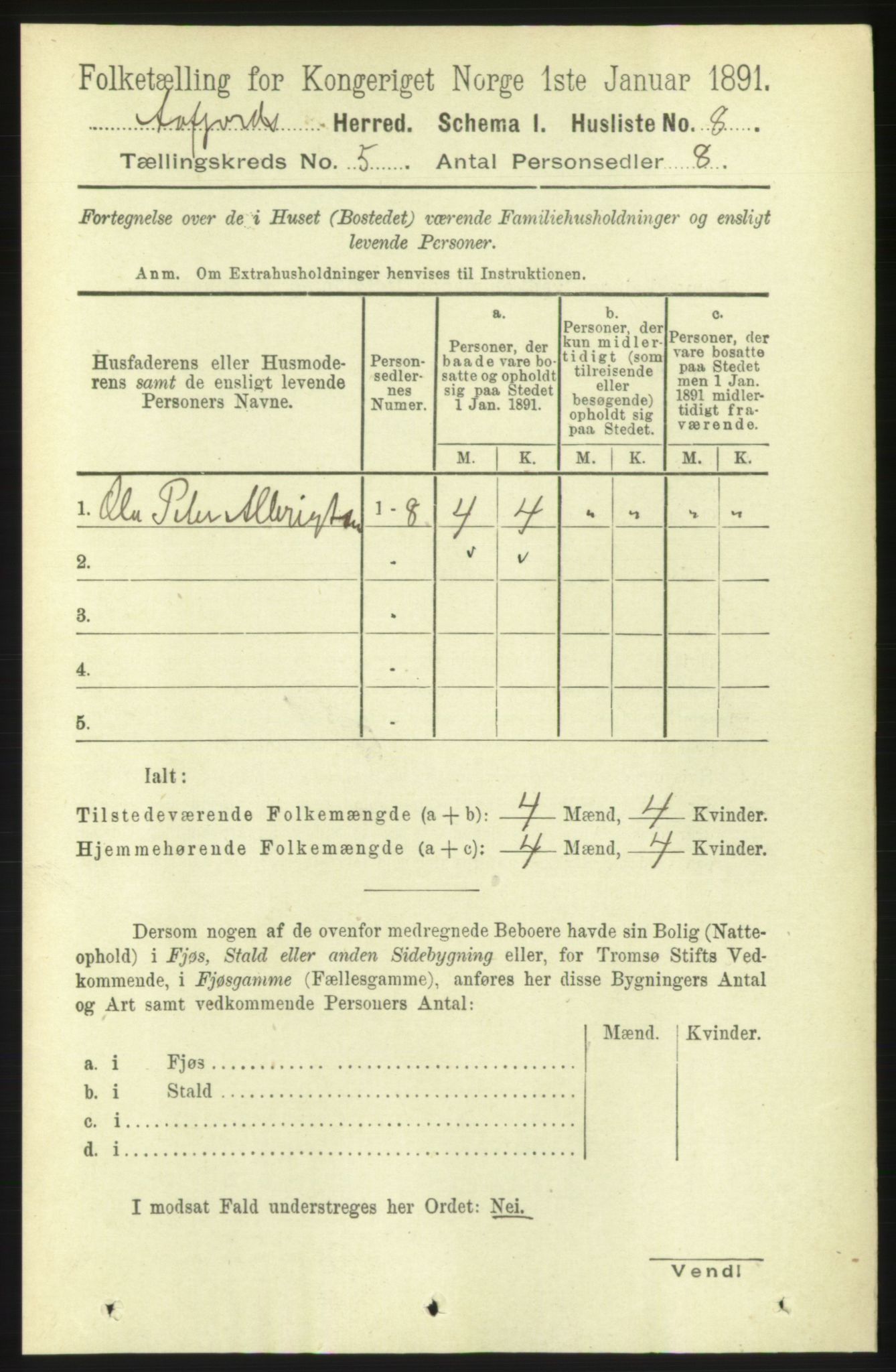 RA, 1891 census for 1630 Åfjord, 1891, p. 1160