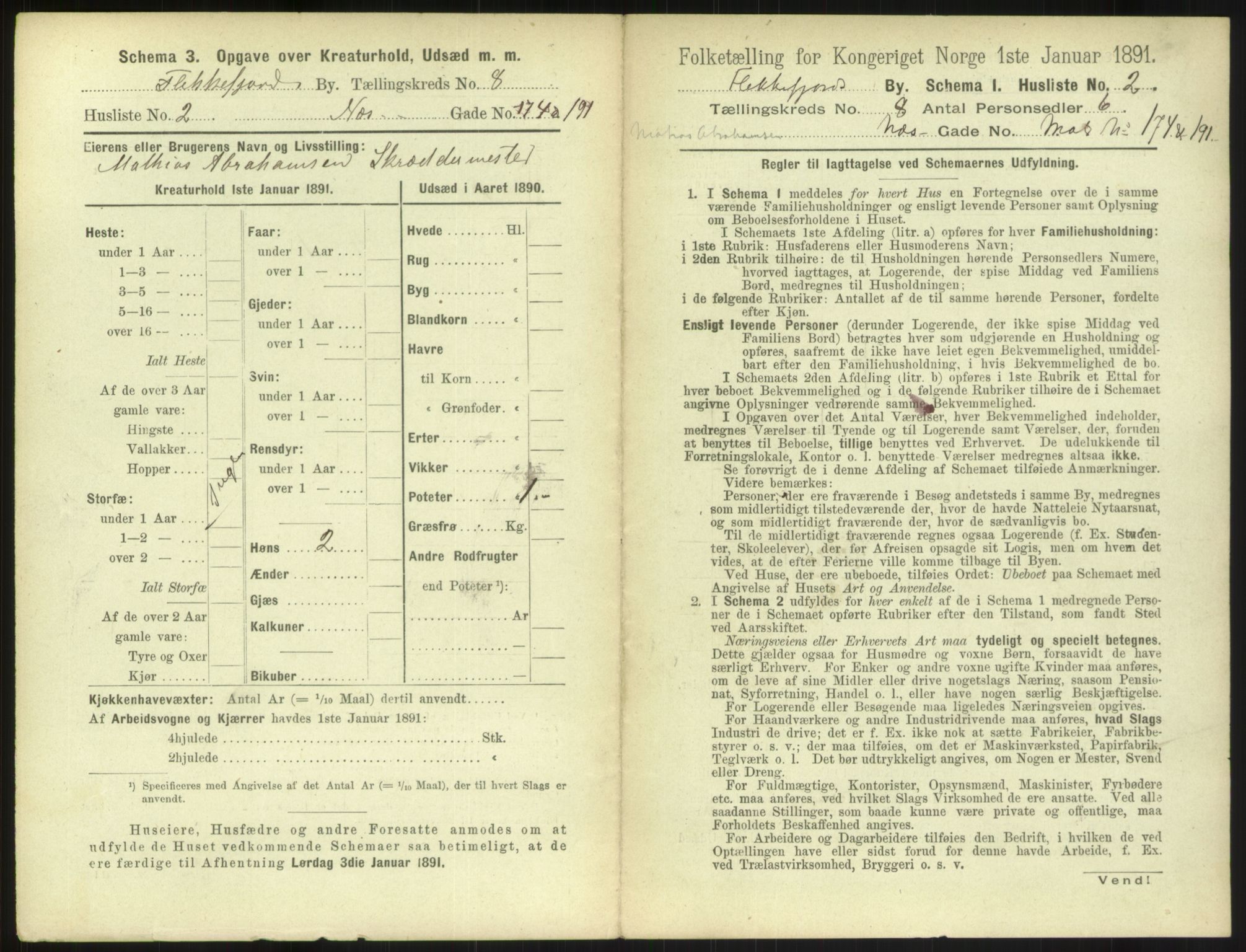 RA, 1891 census for 1004 Flekkefjord, 1891, p. 302