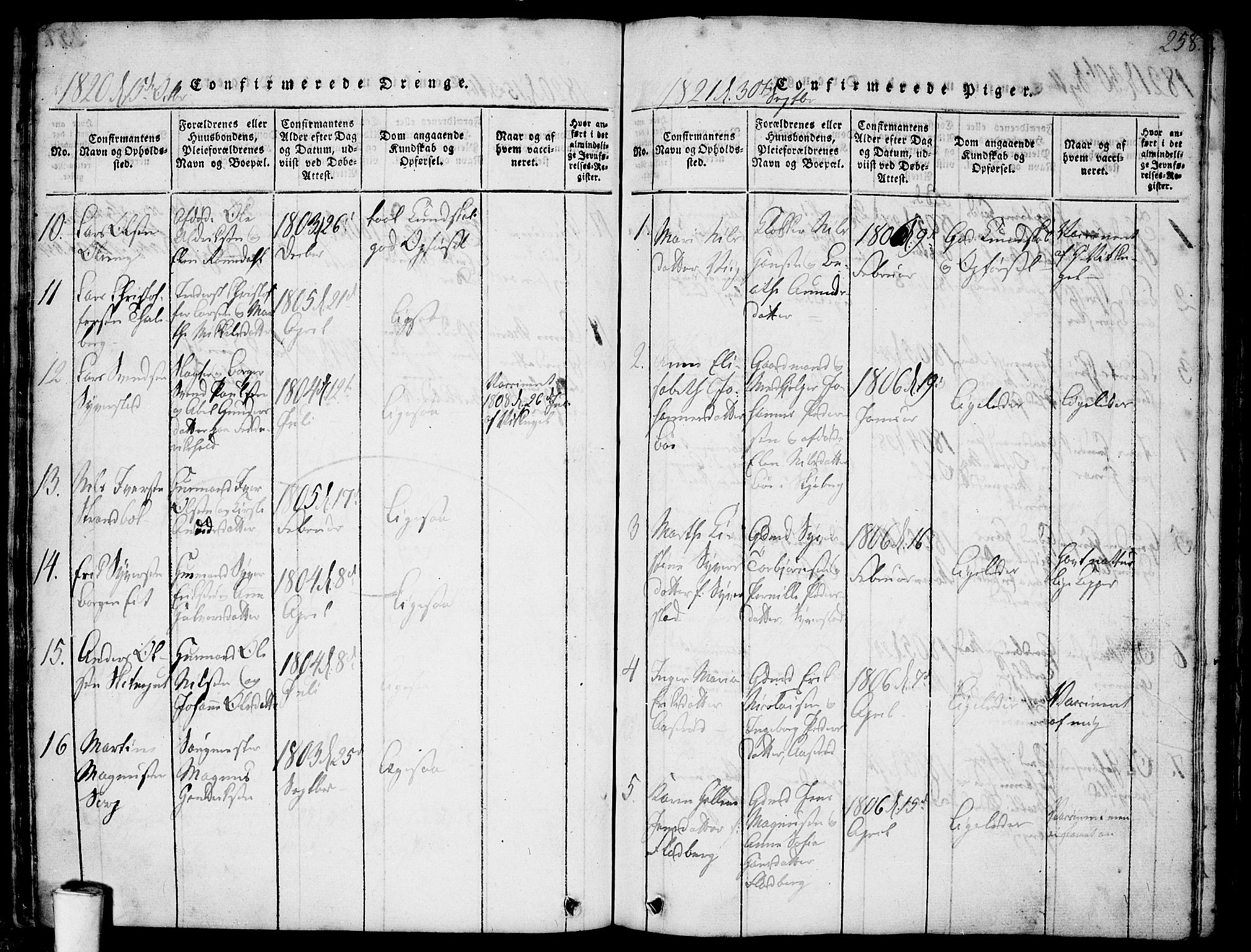 Skjeberg prestekontor Kirkebøker, SAO/A-10923/F/Fa/L0004: Parish register (official) no. I 4, 1815-1830, p. 258