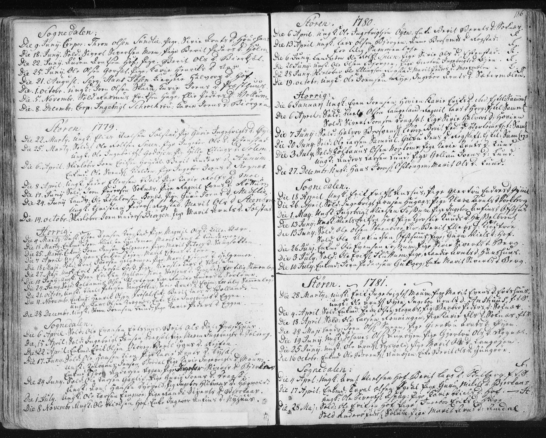 Ministerialprotokoller, klokkerbøker og fødselsregistre - Sør-Trøndelag, SAT/A-1456/687/L0991: Parish register (official) no. 687A02, 1747-1790, p. 186