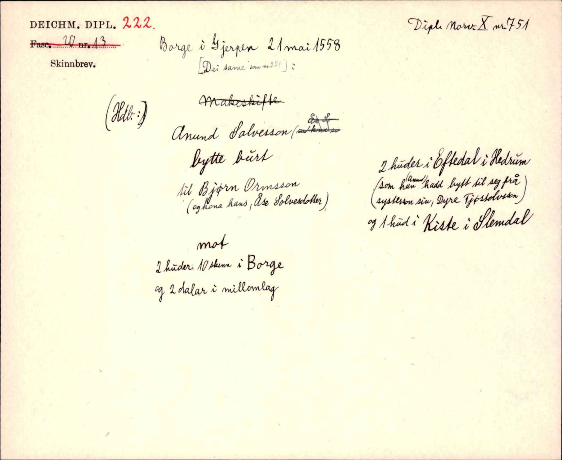 Riksarkivets diplomsamling, AV/RA-EA-5965/F35/F35j/L0001: Regestsedler: Deichmanske diplomer nr. 1-450, p. 459