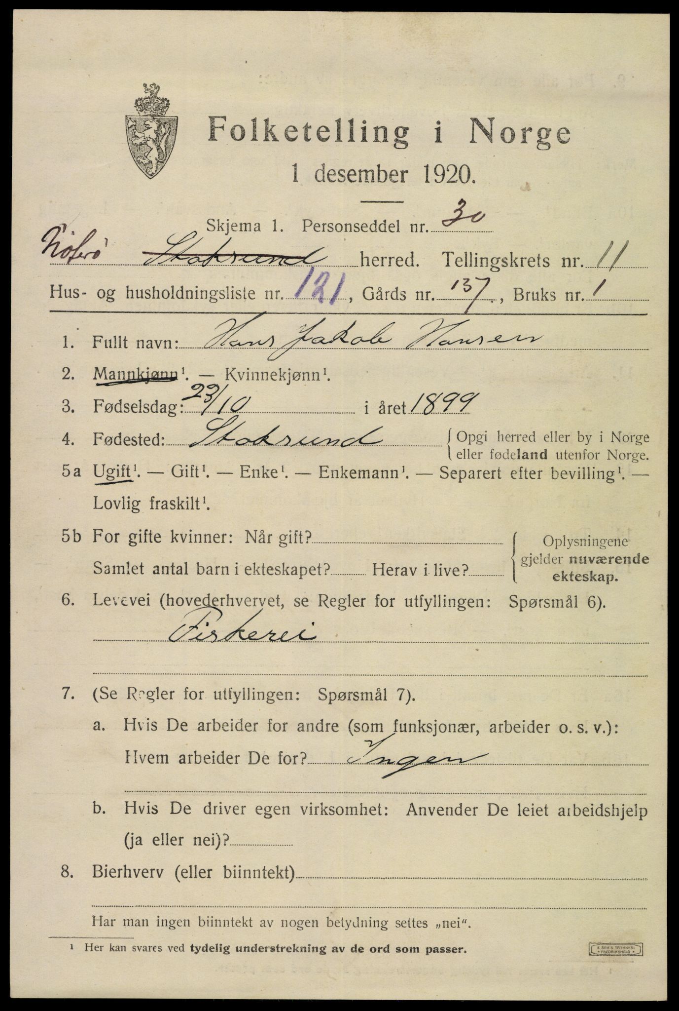 SAKO, 1920 census for Nøtterøy, 1920, p. 14725