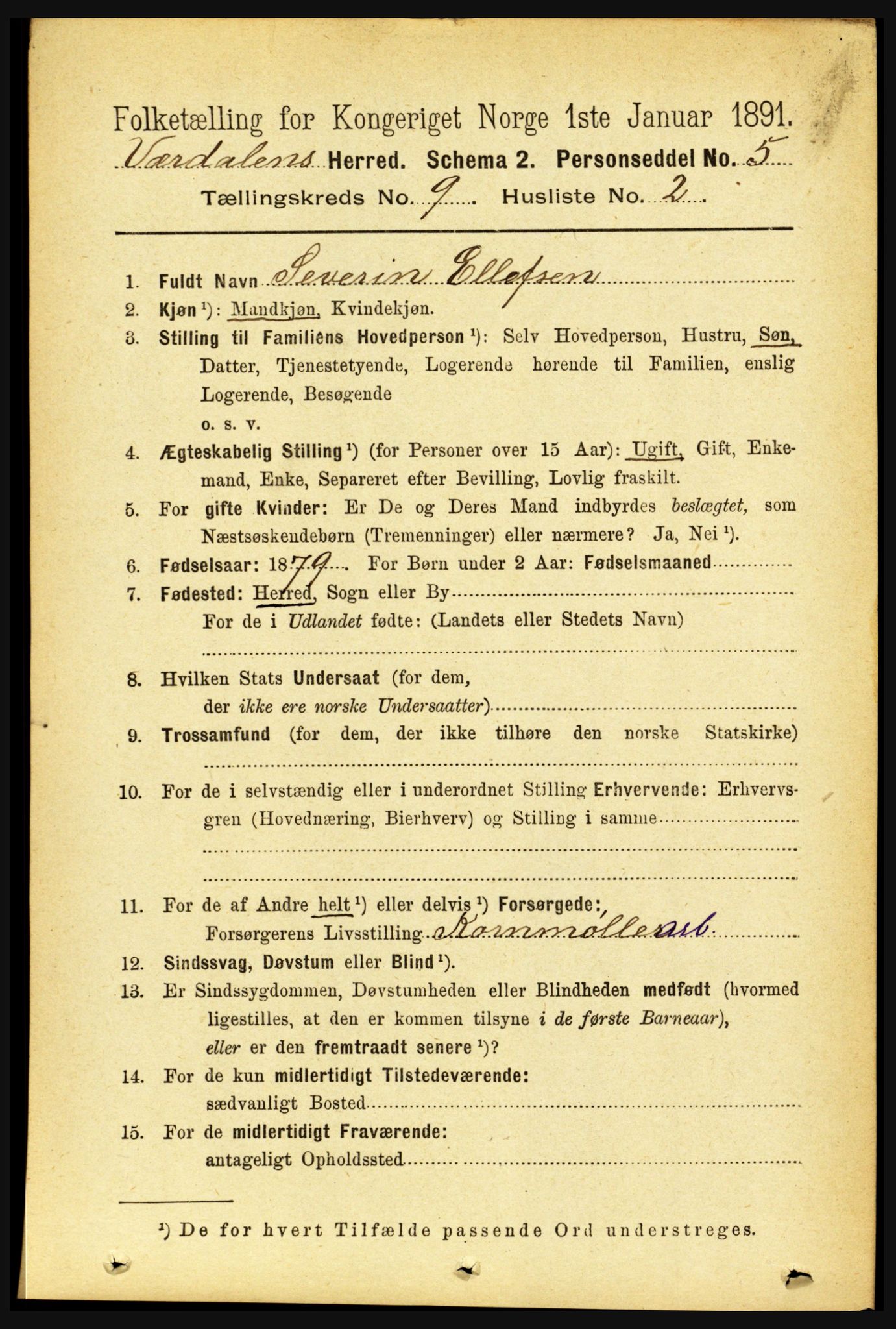 RA, 1891 census for 1721 Verdal, 1891, p. 4994
