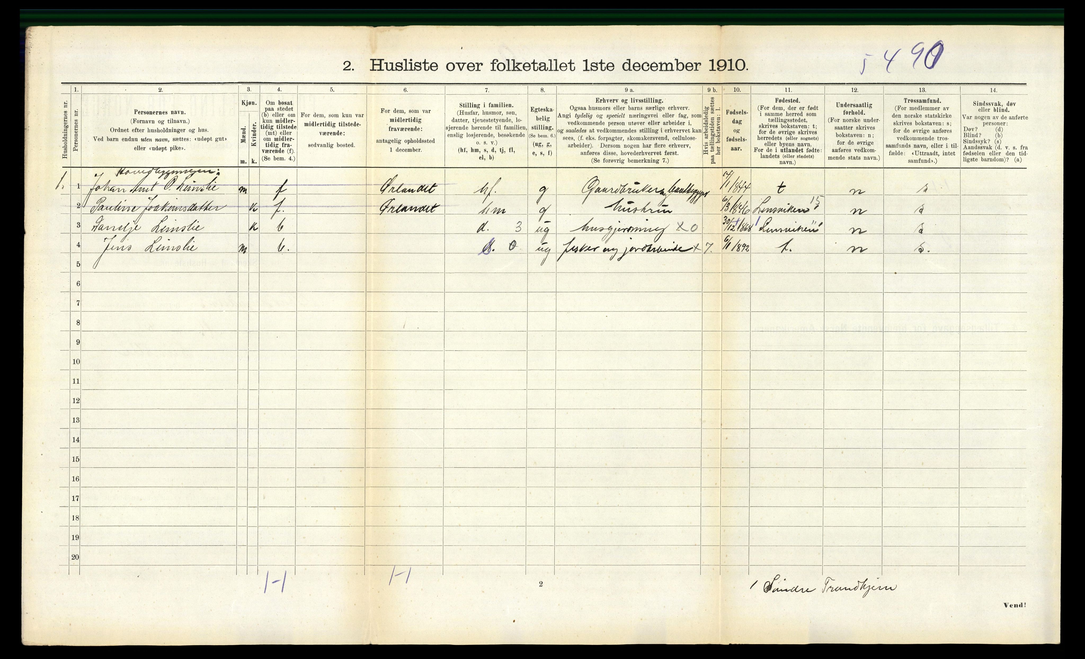 RA, 1910 census for Stadsbygd, 1910, p. 382