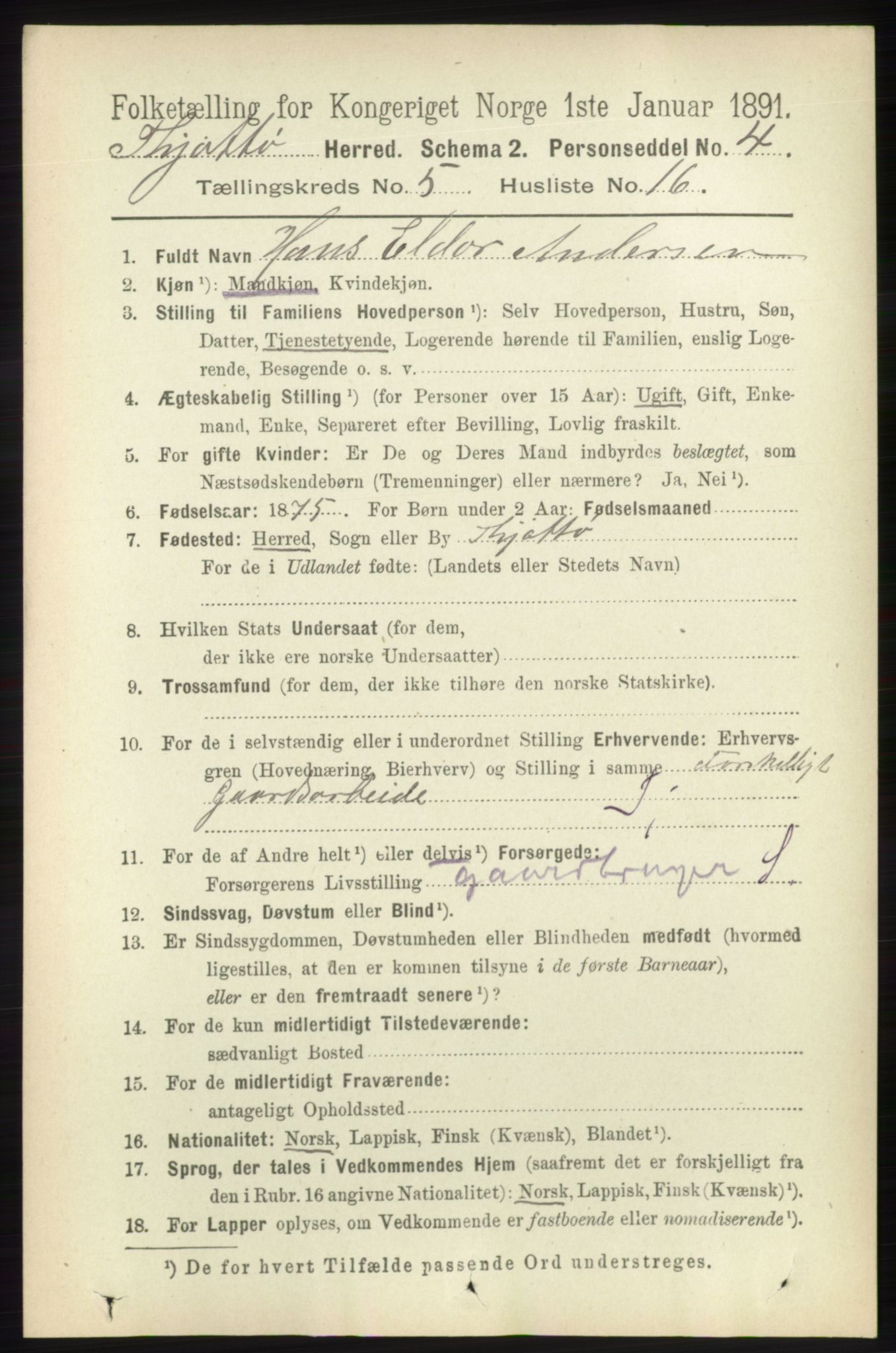 RA, 1891 census for 1817 Tjøtta, 1891, p. 2486