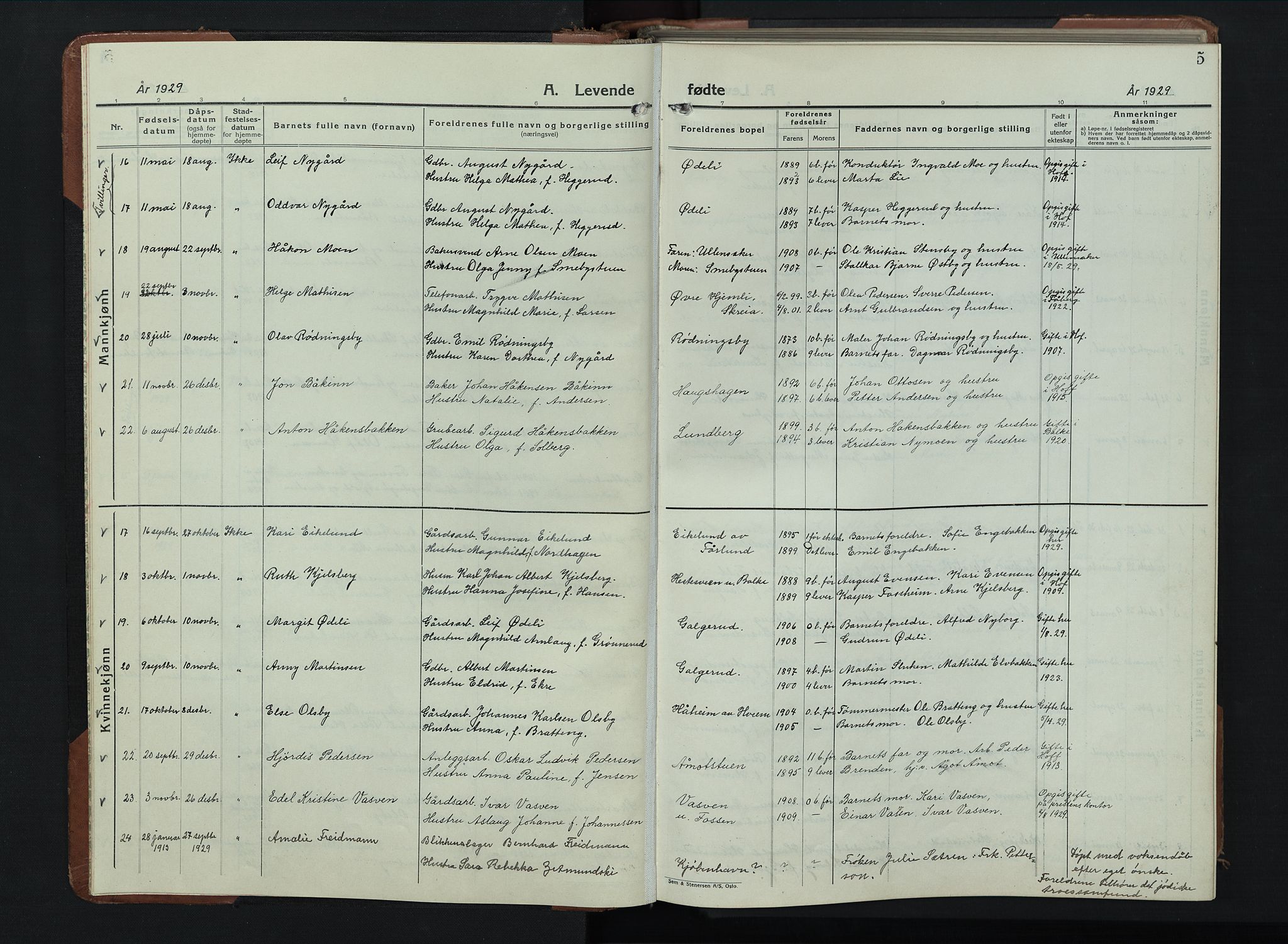 Balke prestekontor, AV/SAH-PREST-106/H/Ha/Hab/L0002: Parish register (copy) no. 2, 1929-1951, p. 5