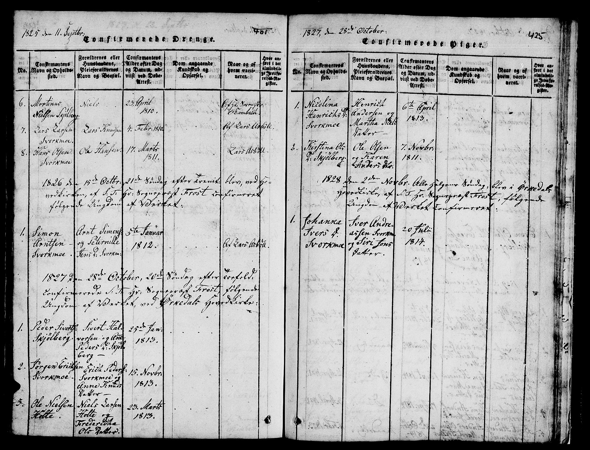 Ministerialprotokoller, klokkerbøker og fødselsregistre - Sør-Trøndelag, SAT/A-1456/671/L0842: Parish register (copy) no. 671C01, 1816-1867, p. 424-425