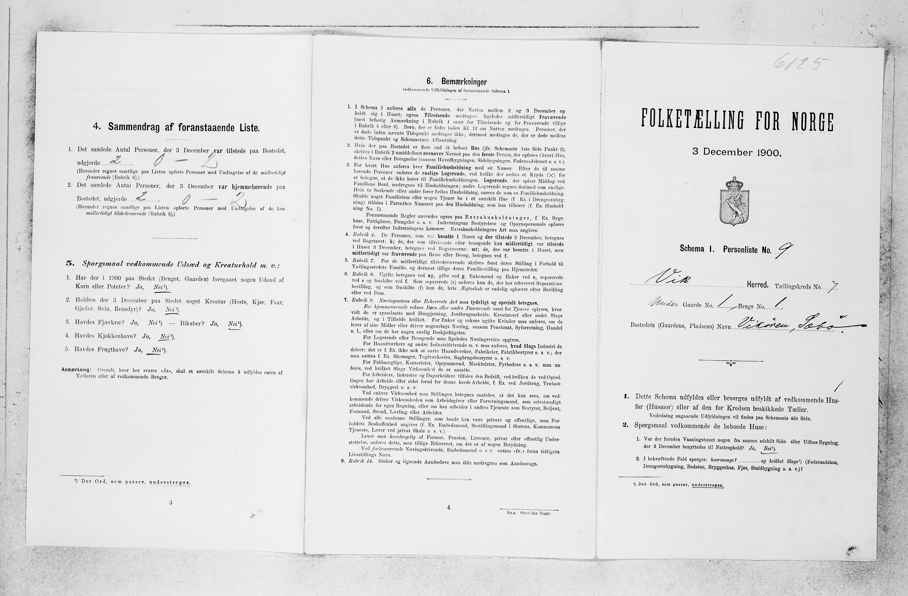 SAB, 1900 census for Vik, 1900, p. 673