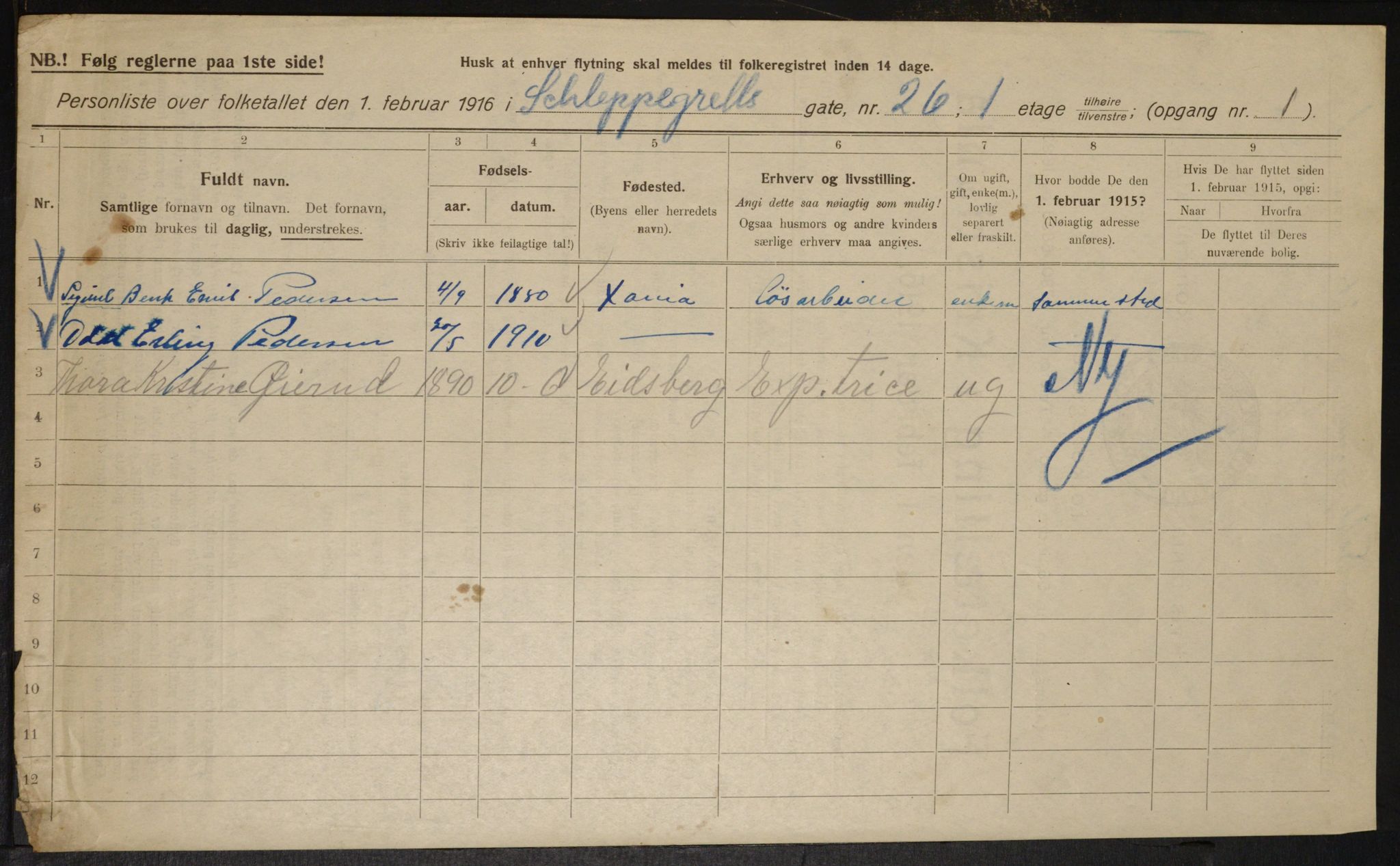 OBA, Municipal Census 1916 for Kristiania, 1916, p. 92441