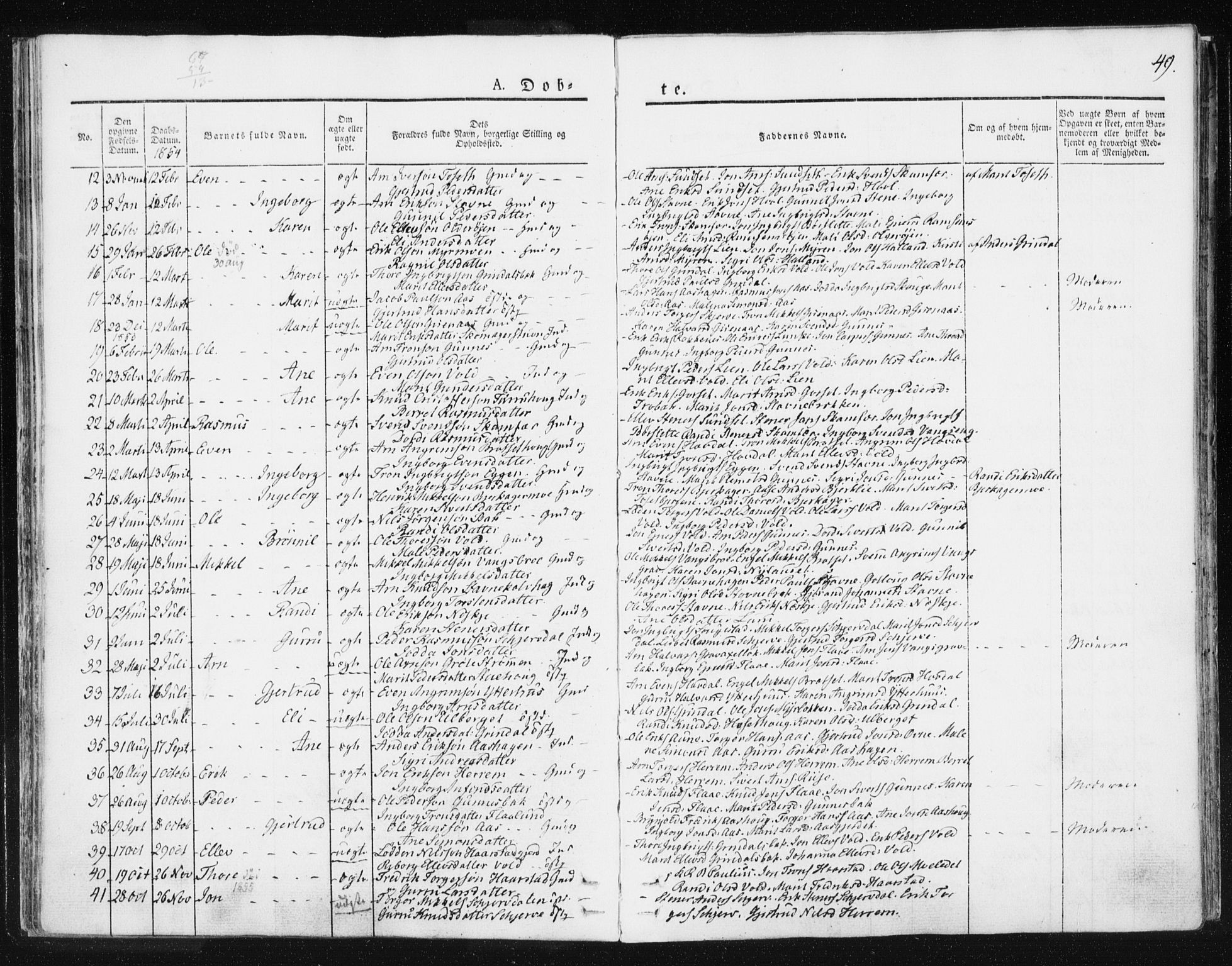 Ministerialprotokoller, klokkerbøker og fødselsregistre - Sør-Trøndelag, SAT/A-1456/674/L0869: Parish register (official) no. 674A01, 1829-1860, p. 49