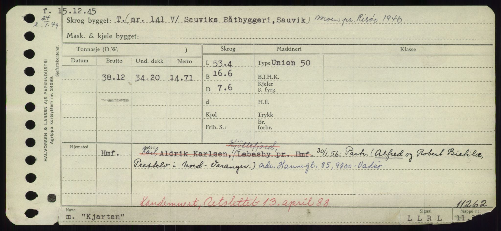 Sjøfartsdirektoratet med forløpere, Skipsmålingen, AV/RA-S-1627/H/Hd/L0020: Fartøy, K-Kon, p. 307