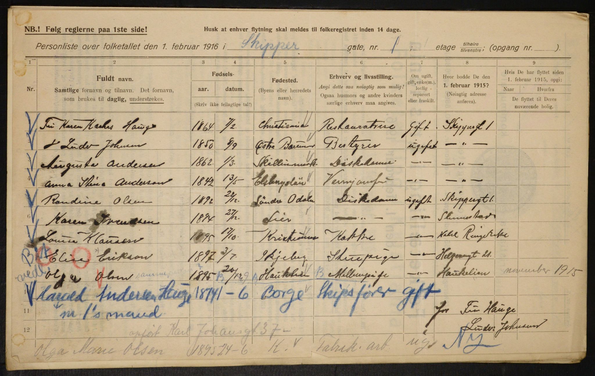 OBA, Municipal Census 1916 for Kristiania, 1916, p. 97906