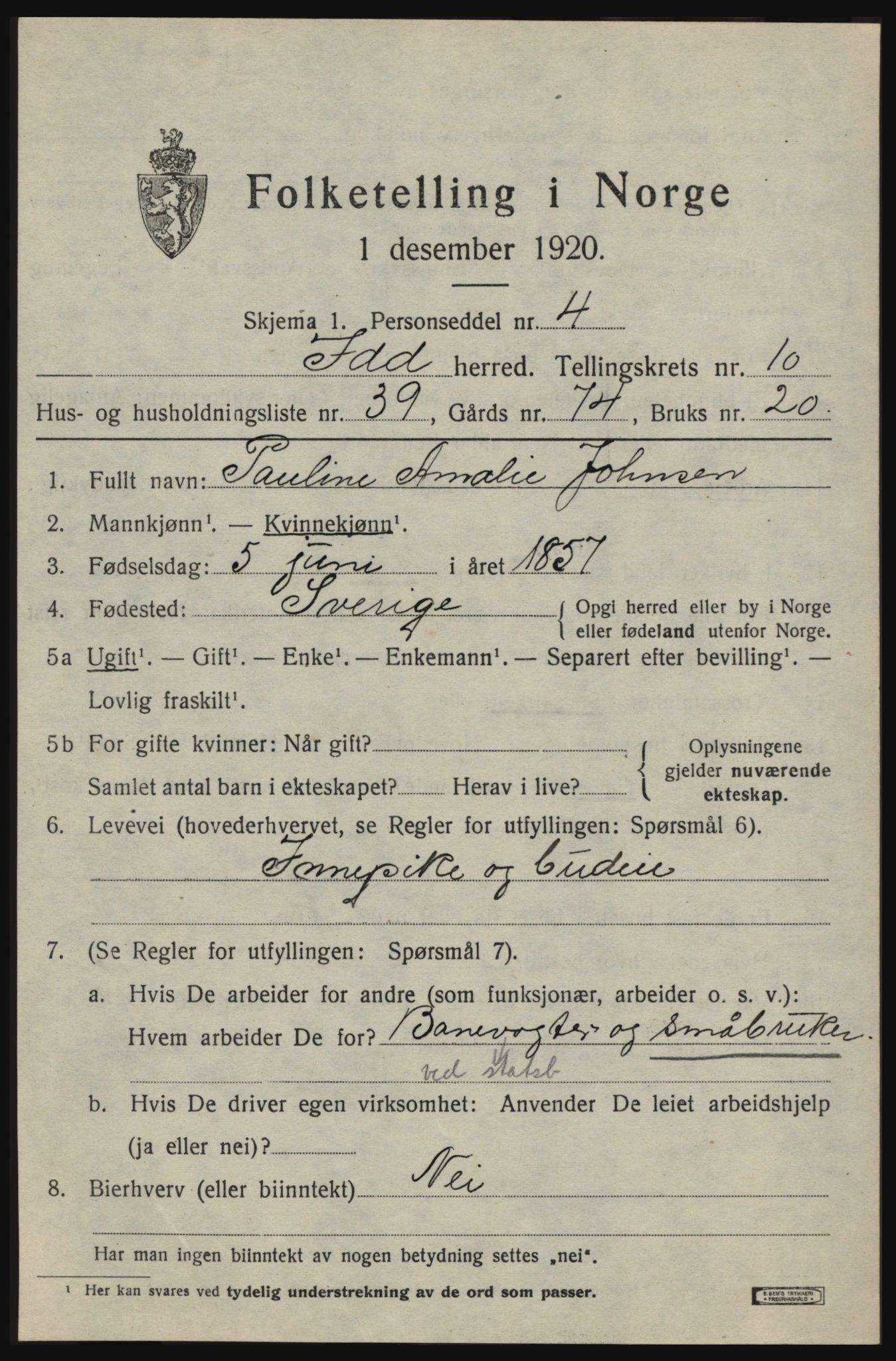 SAO, 1920 census for Idd, 1920, p. 10919