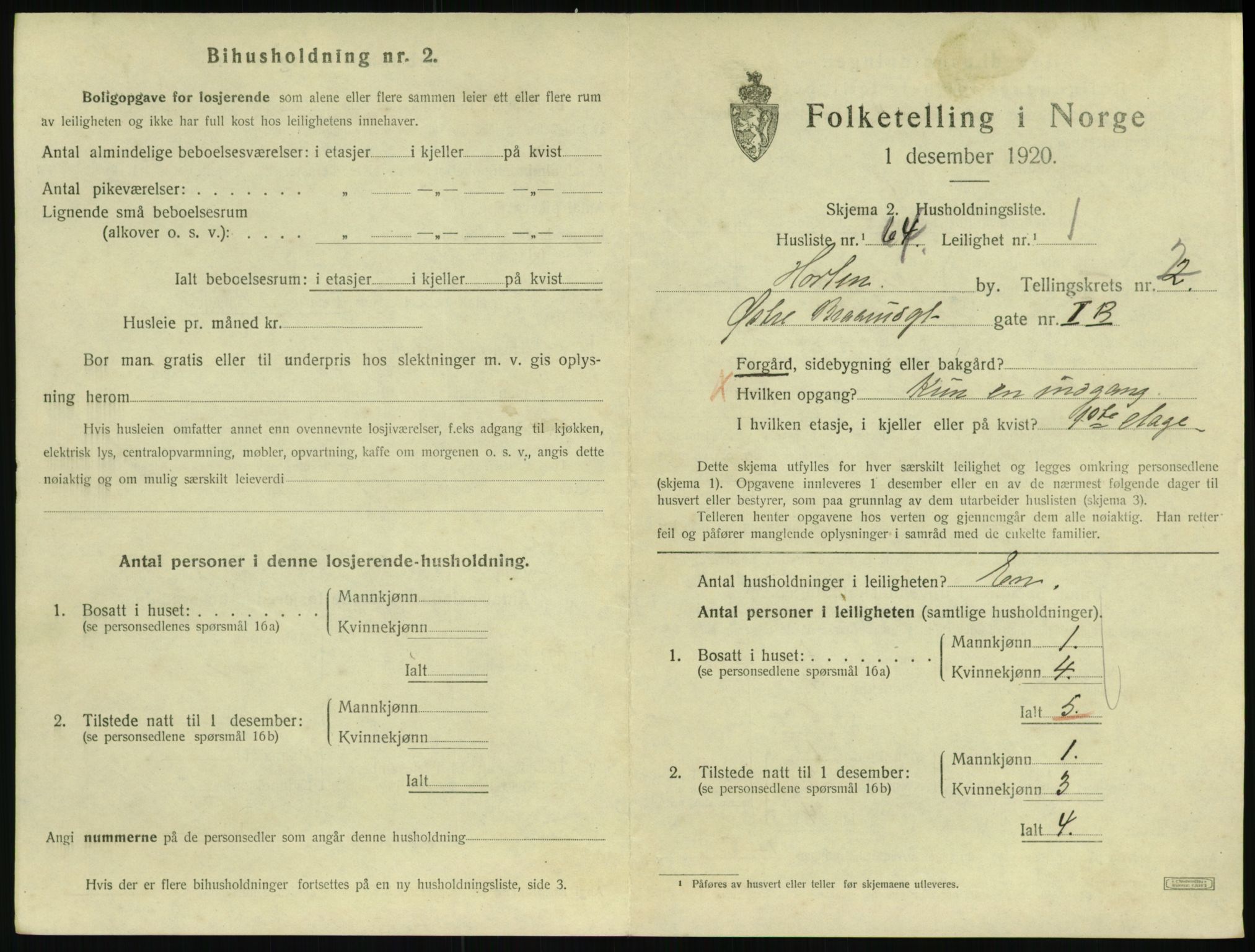 SAKO, 1920 census for Horten, 1920, p. 3567