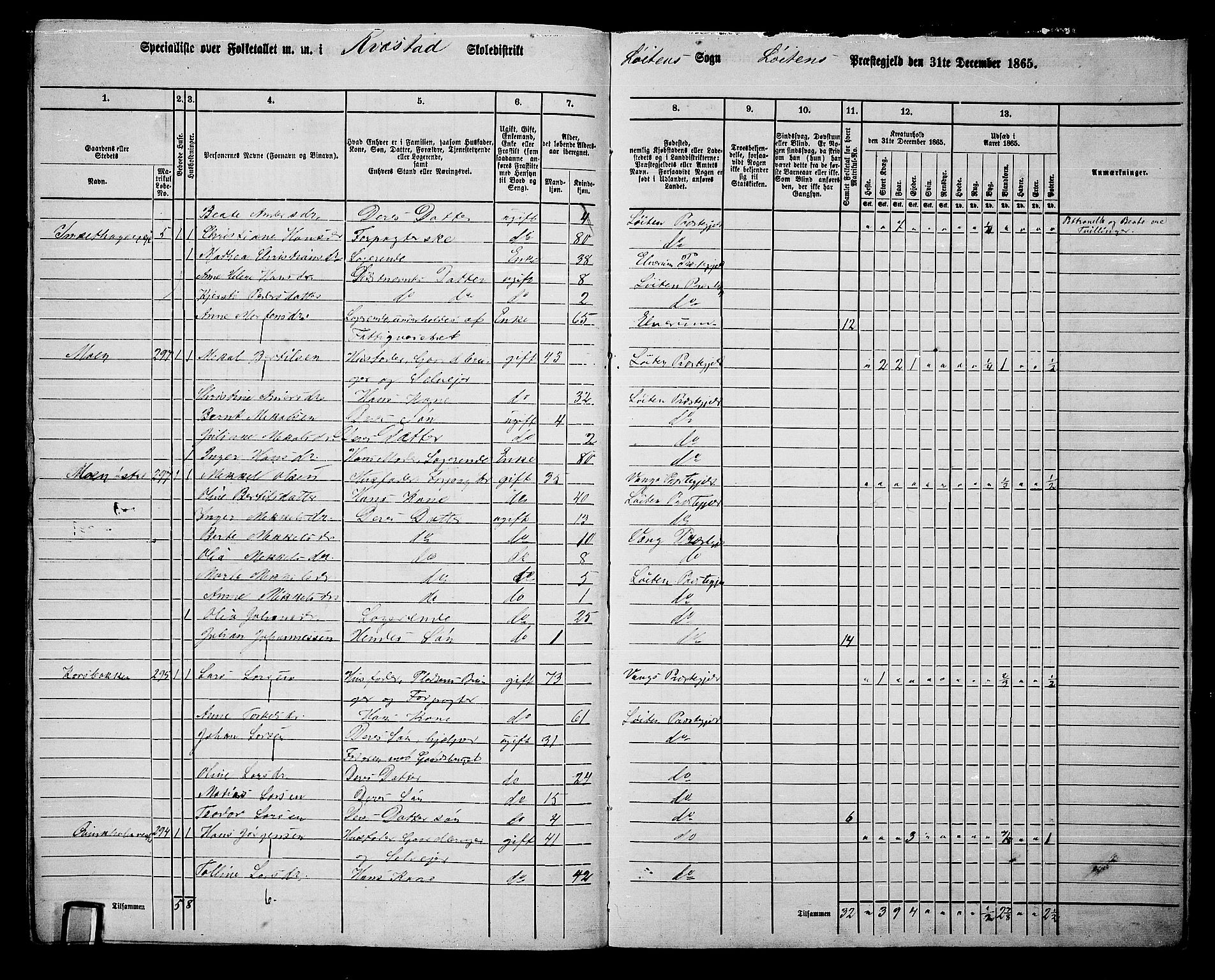 RA, 1865 census for Løten, 1865, p. 187