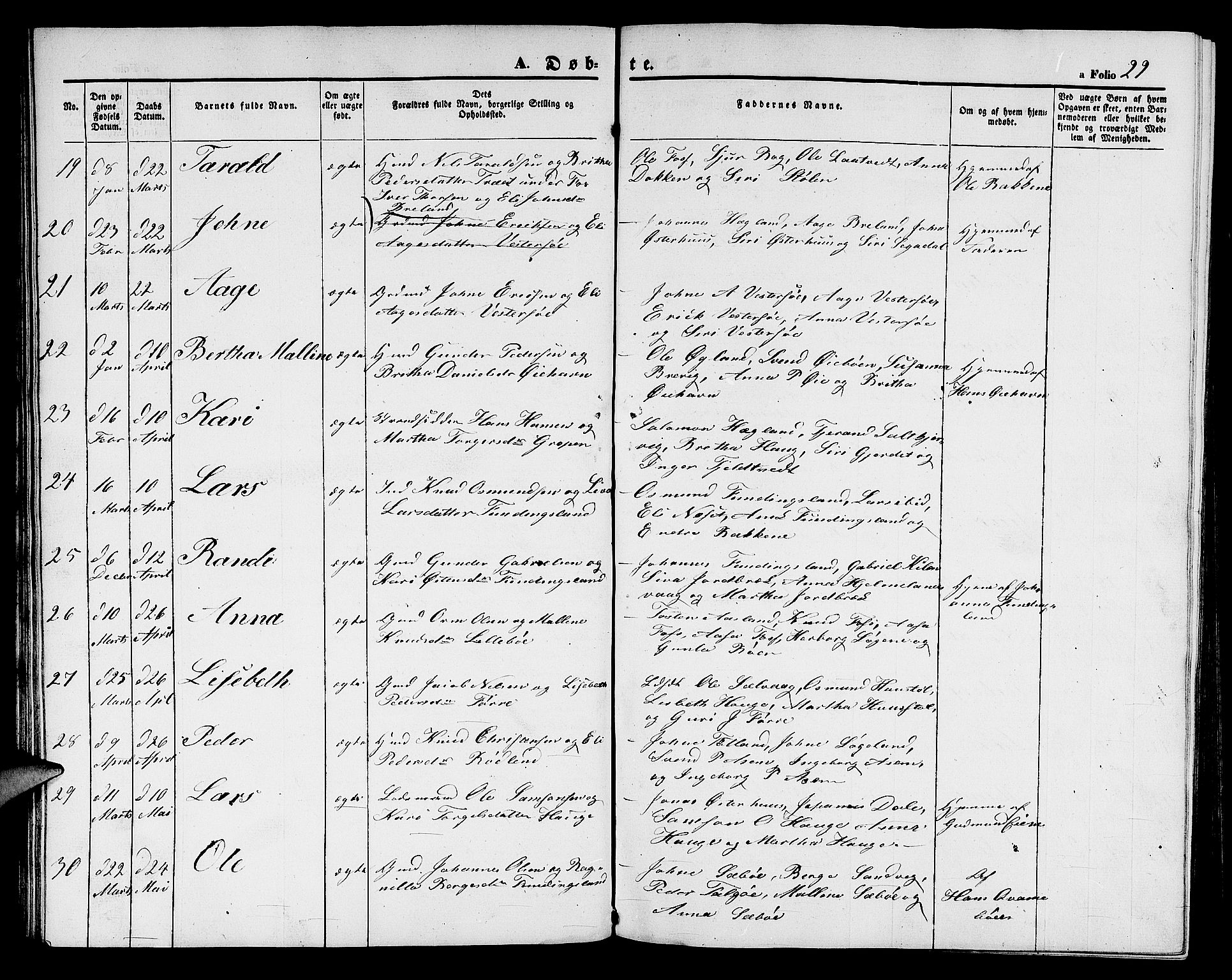 Hjelmeland sokneprestkontor, AV/SAST-A-101843/01/V/L0004: Parish register (copy) no. B 4, 1853-1883, p. 29