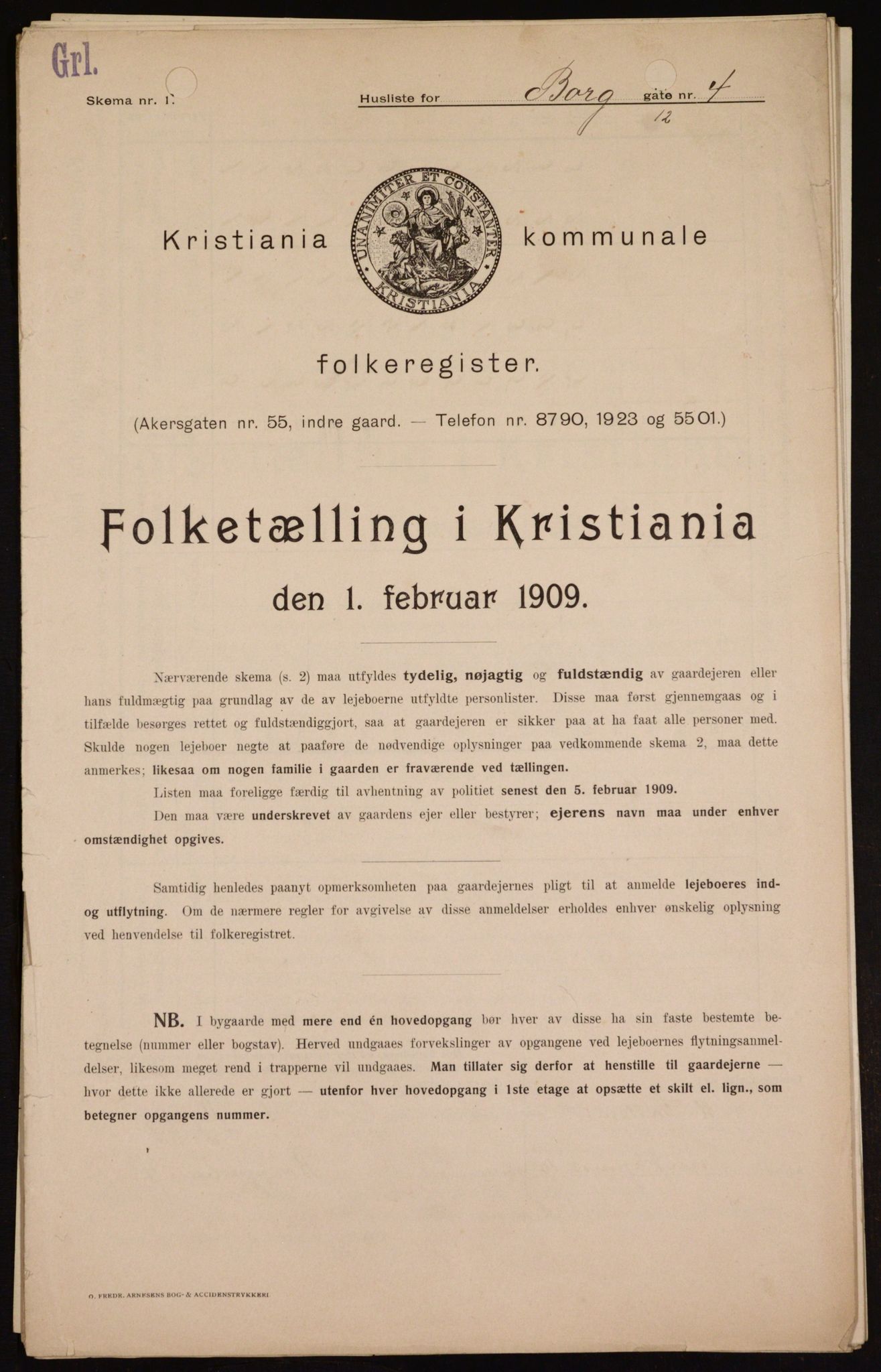 OBA, Municipal Census 1909 for Kristiania, 1909, p. 7210