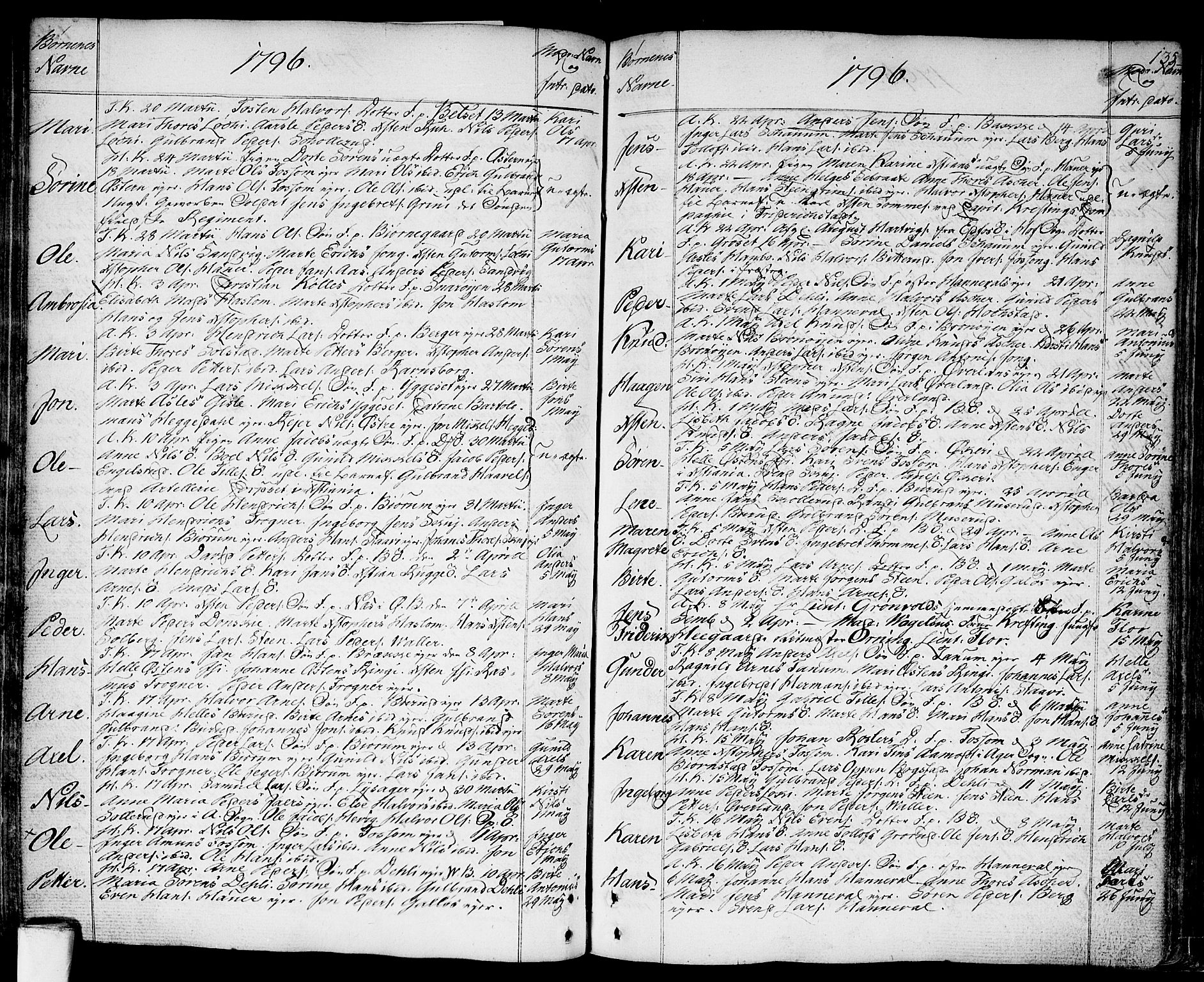 Asker prestekontor Kirkebøker, SAO/A-10256a/F/Fa/L0003: Parish register (official) no. I 3, 1767-1807, p. 135