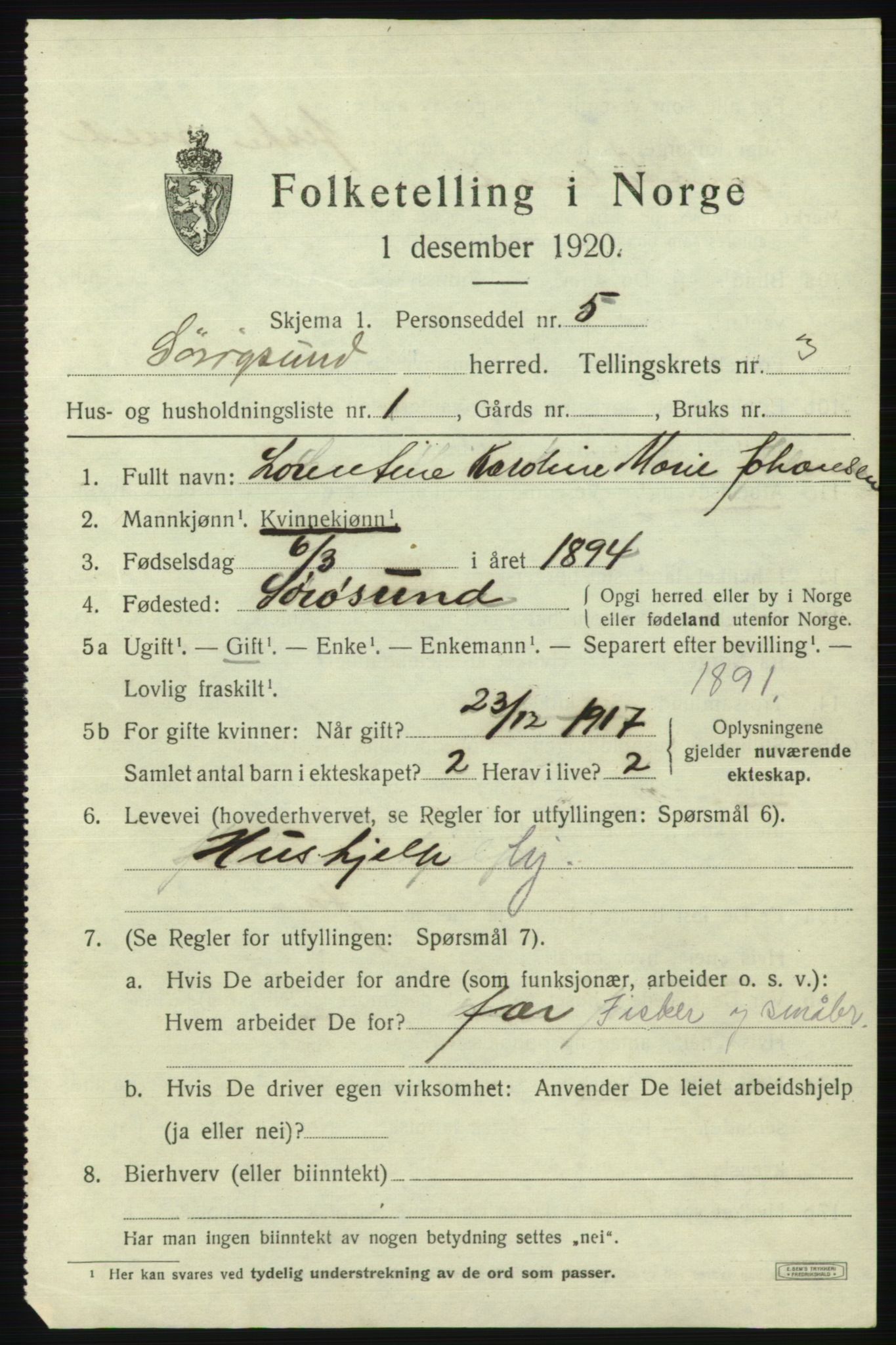 SATØ, 1920 census for Sørøysund rural district, 1920, p. 1108