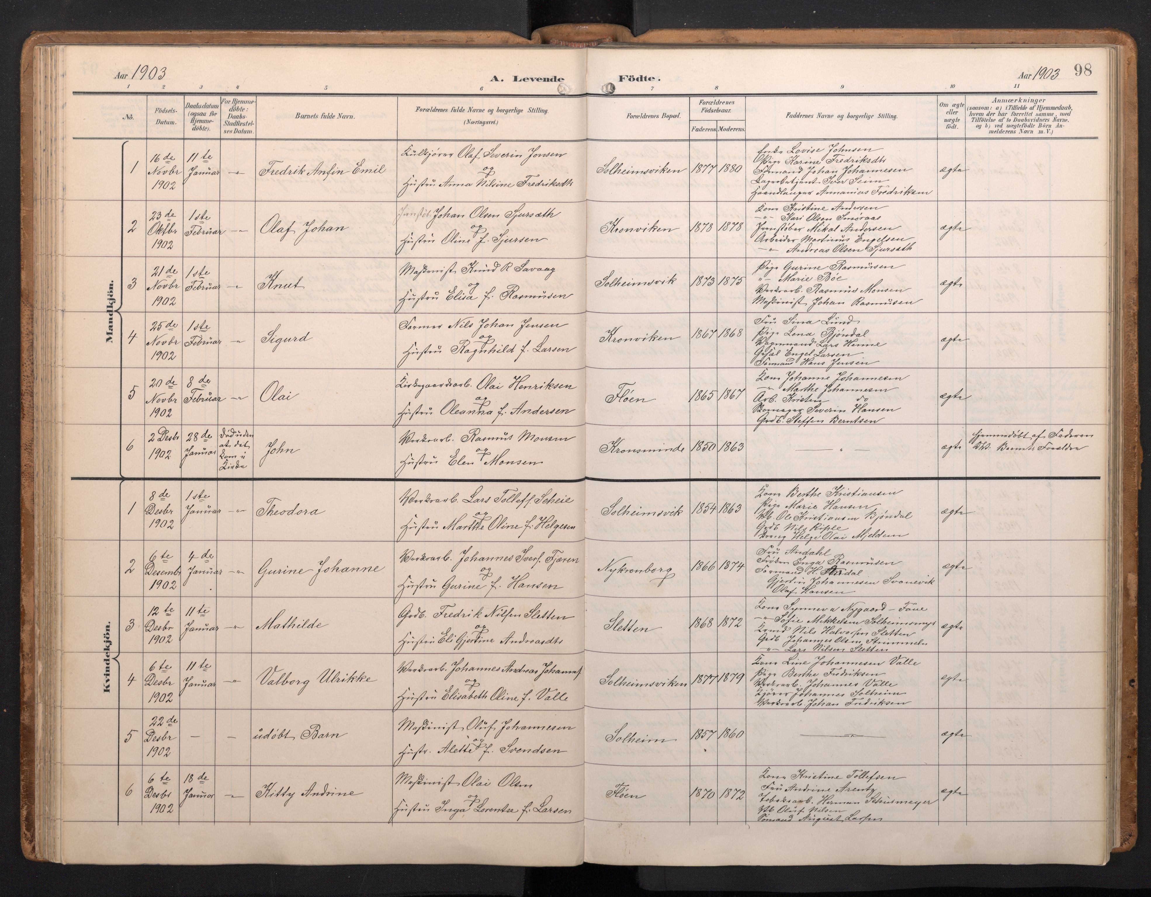 Årstad Sokneprestembete, AV/SAB-A-79301/H/Hab/L0002: Parish register (copy) no. A 2, 1896-1912, p. 97b-98a