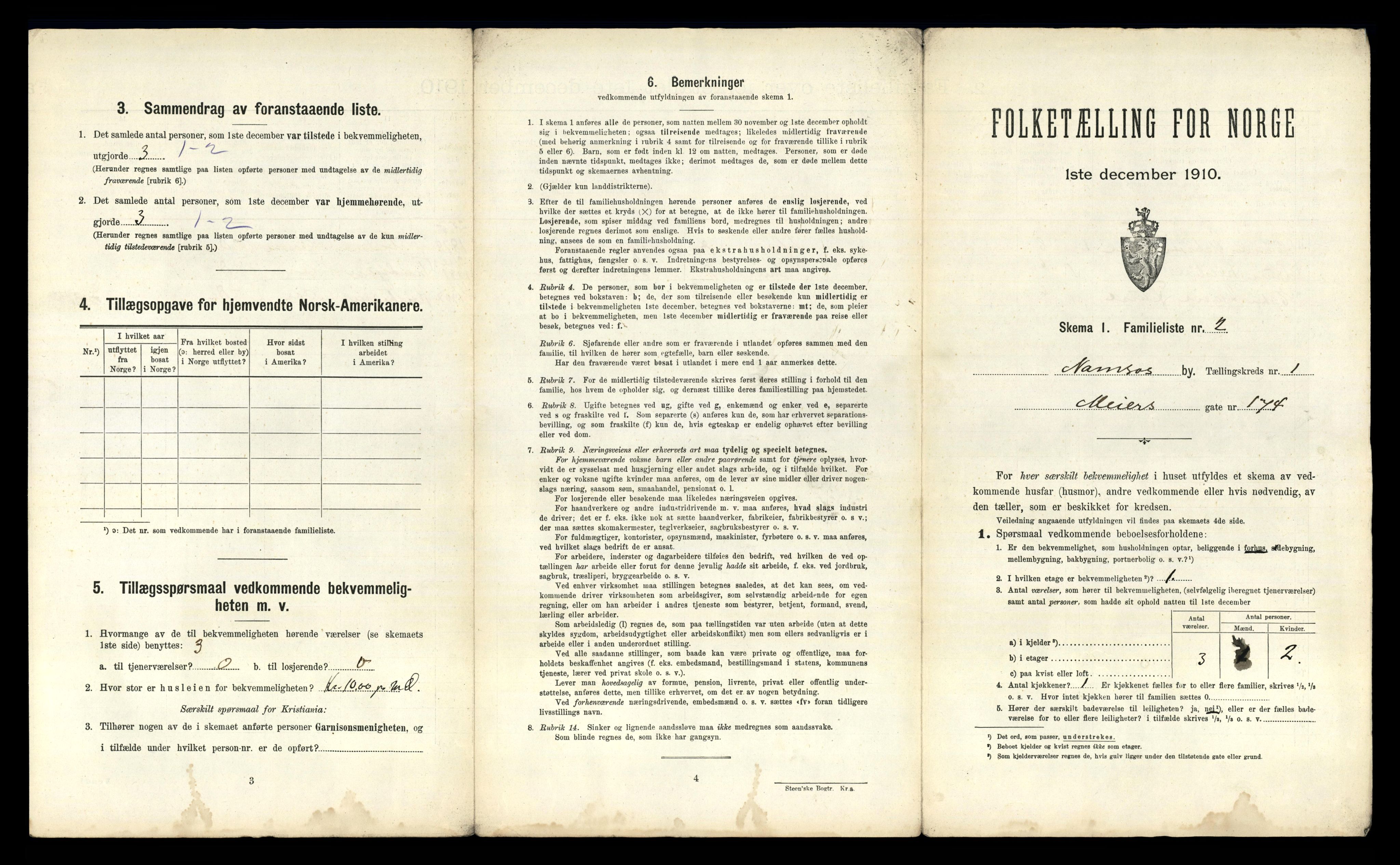 RA, 1910 census for Namsos, 1910, p. 32