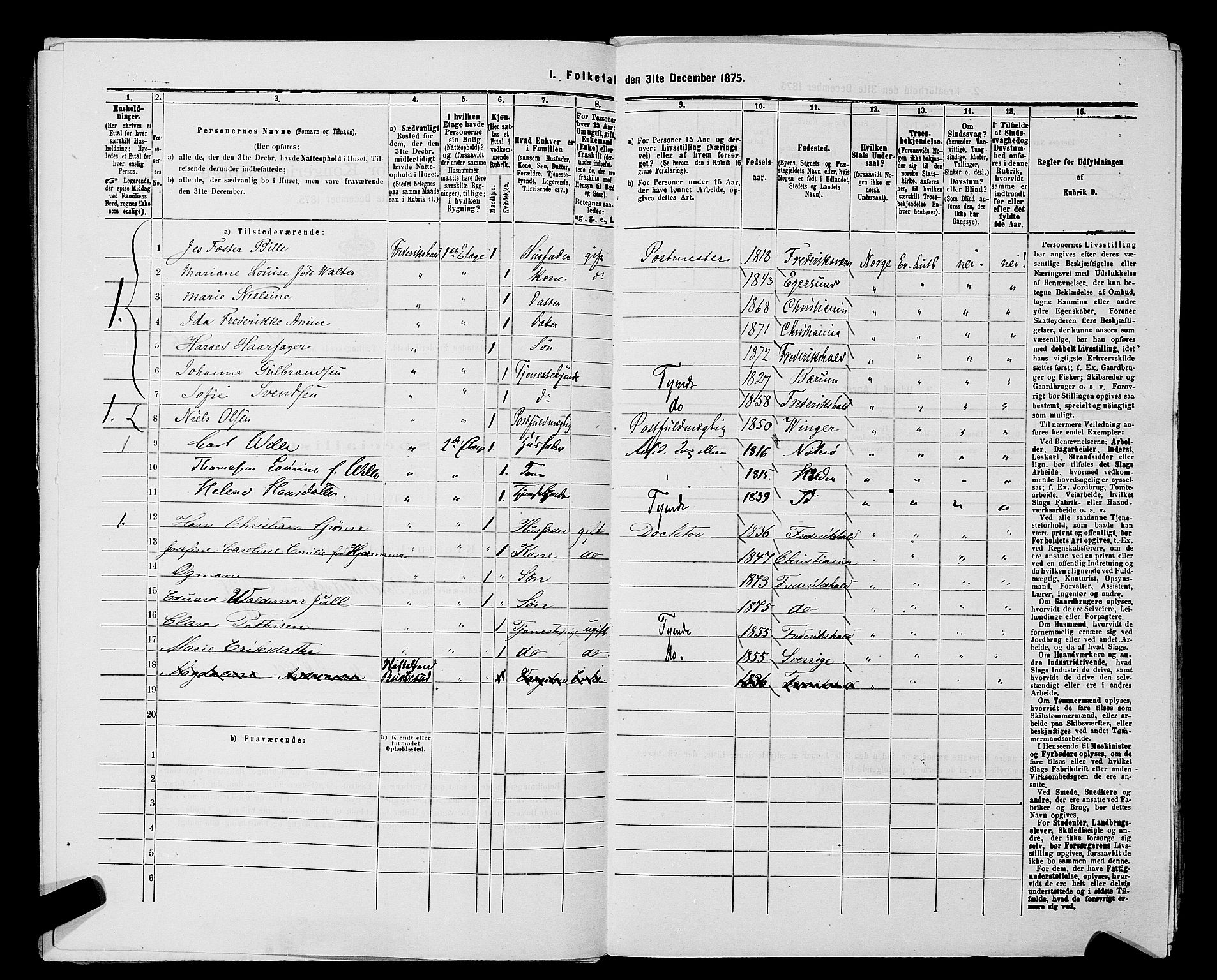 RA, 1875 census for 0101P Fredrikshald, 1875, p. 944