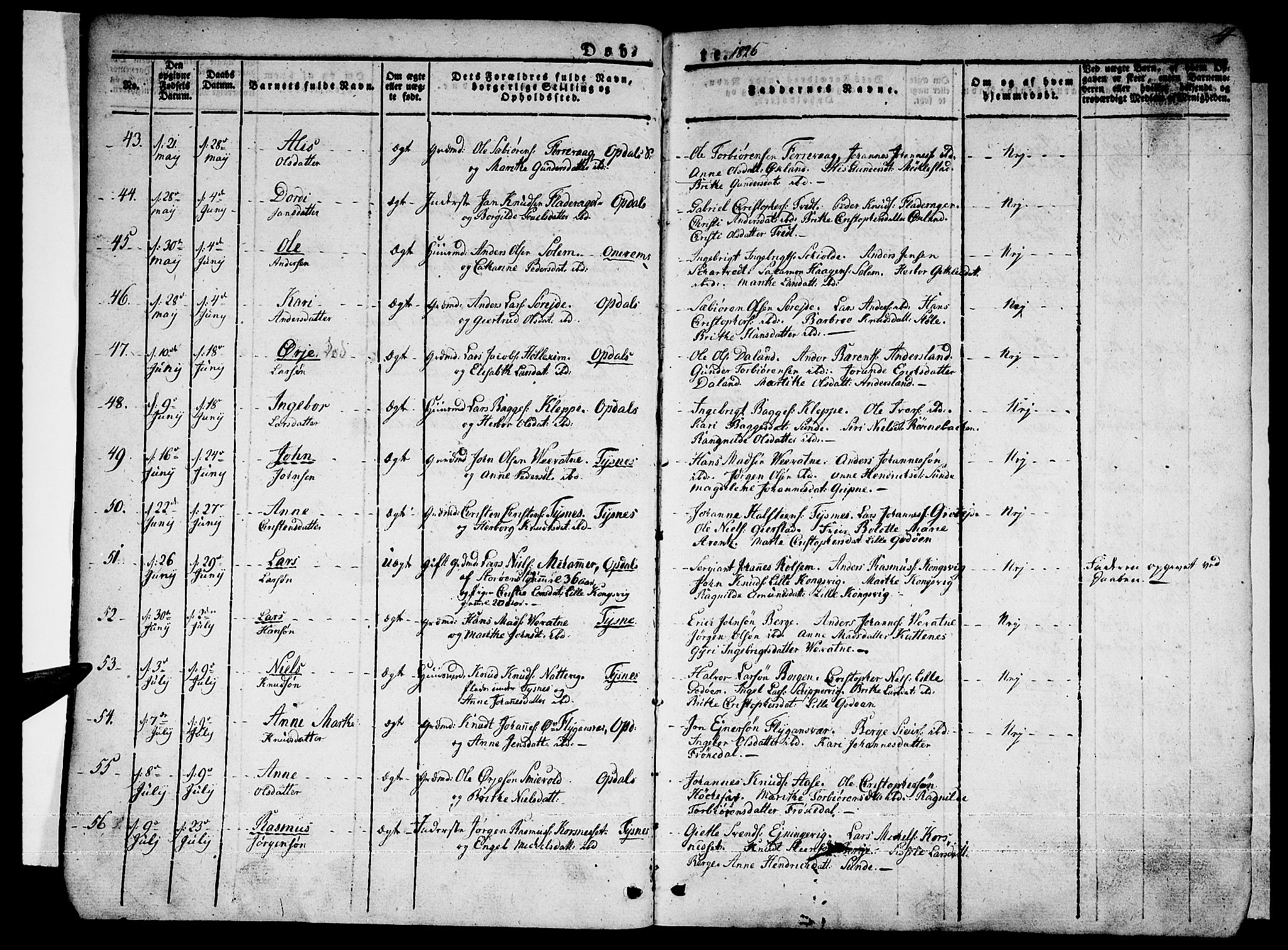 Tysnes sokneprestembete, AV/SAB-A-78601/H/Haa: Parish register (official) no. A 8, 1826-1837, p. 4
