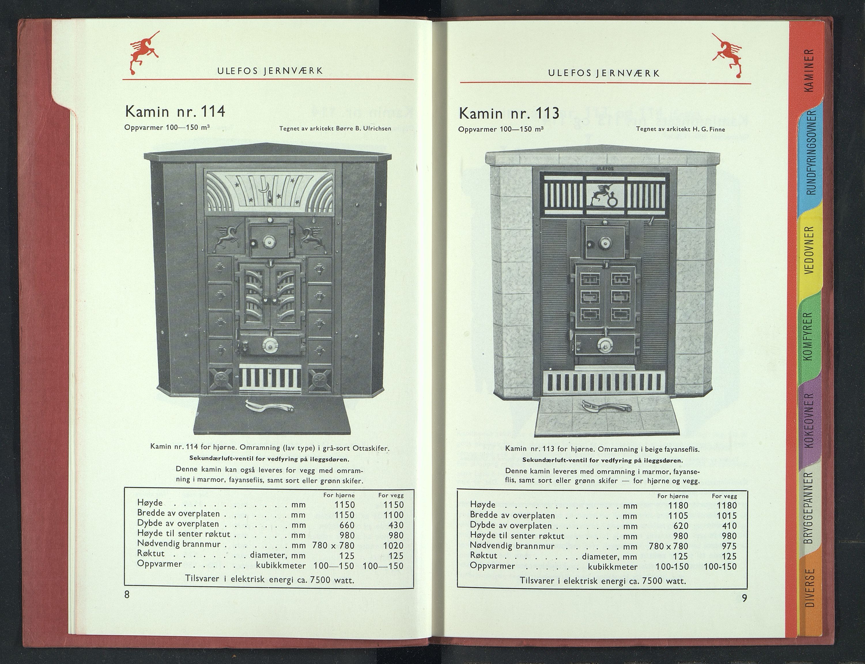 Næs Jernverksmuseets samling av historiske ovnskataloger, NESJ/NJM-006/01/L0033: Ulefos Jernværk, Katalog nr. 28, 1950-1970