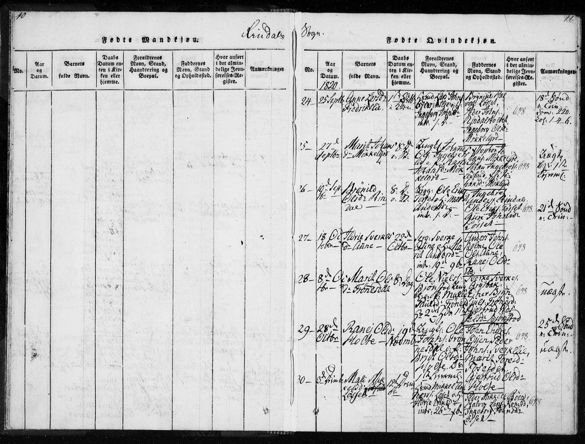 Ministerialprotokoller, klokkerbøker og fødselsregistre - Møre og Romsdal, AV/SAT-A-1454/595/L1041: Parish register (official) no. 595A03, 1819-1829, p. 10-11