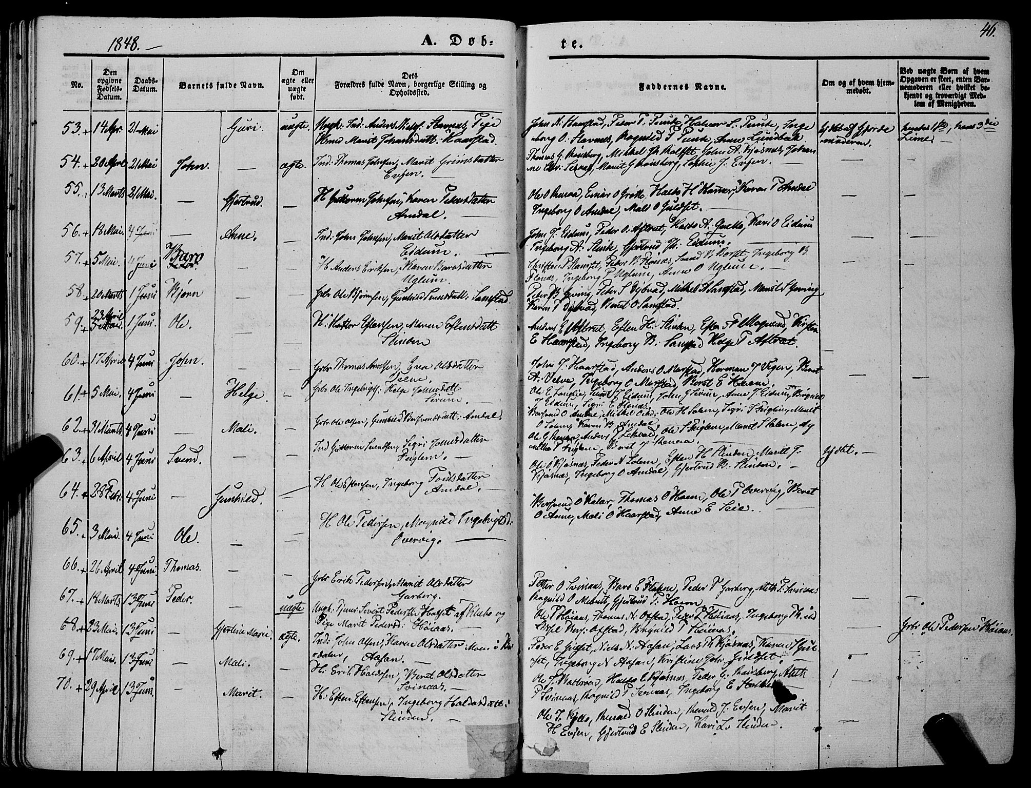 Ministerialprotokoller, klokkerbøker og fødselsregistre - Sør-Trøndelag, AV/SAT-A-1456/695/L1145: Parish register (official) no. 695A06 /1, 1843-1859, p. 46