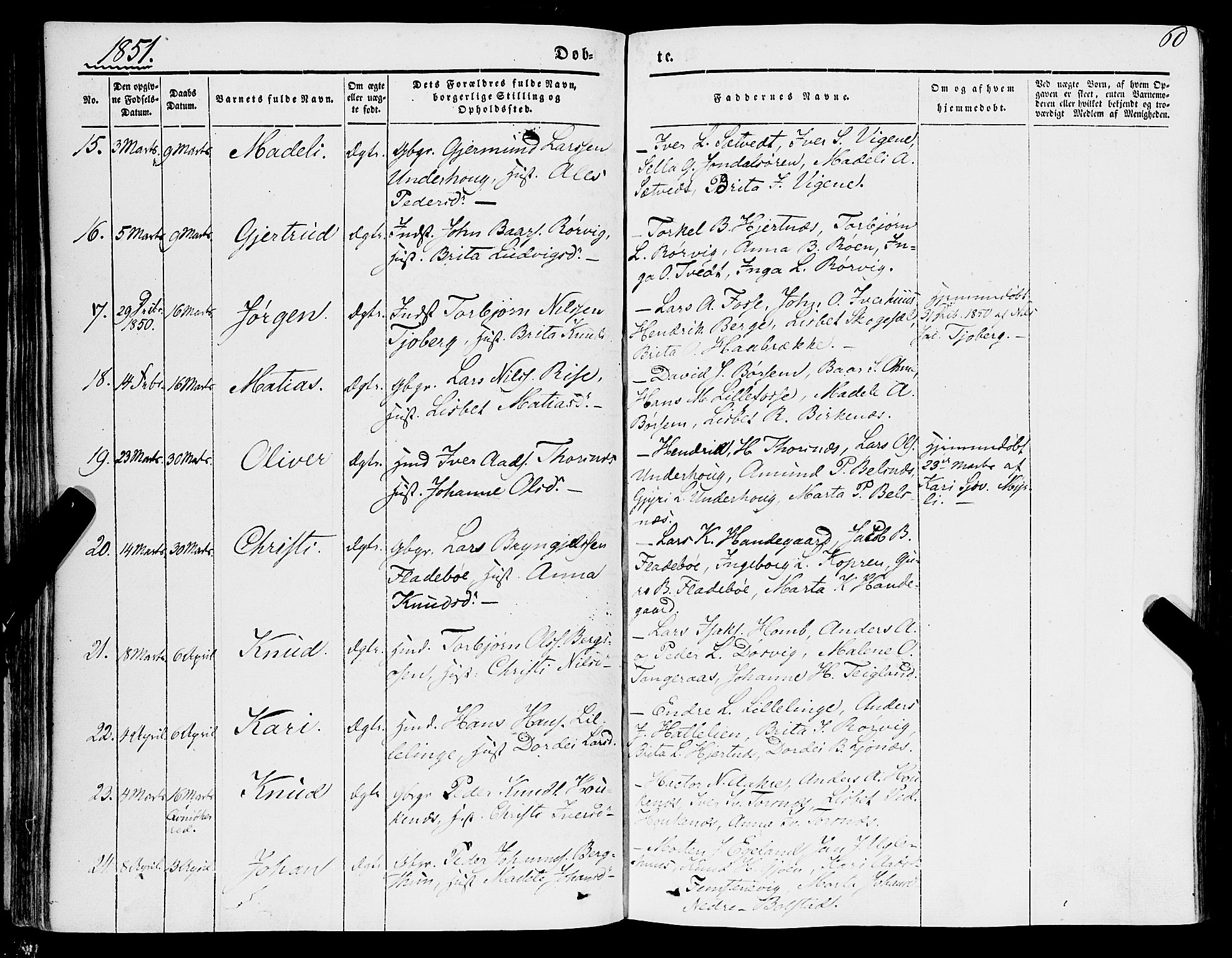 Strandebarm sokneprestembete, AV/SAB-A-78401/H/Haa: Parish register (official) no. A 7, 1844-1872, p. 60