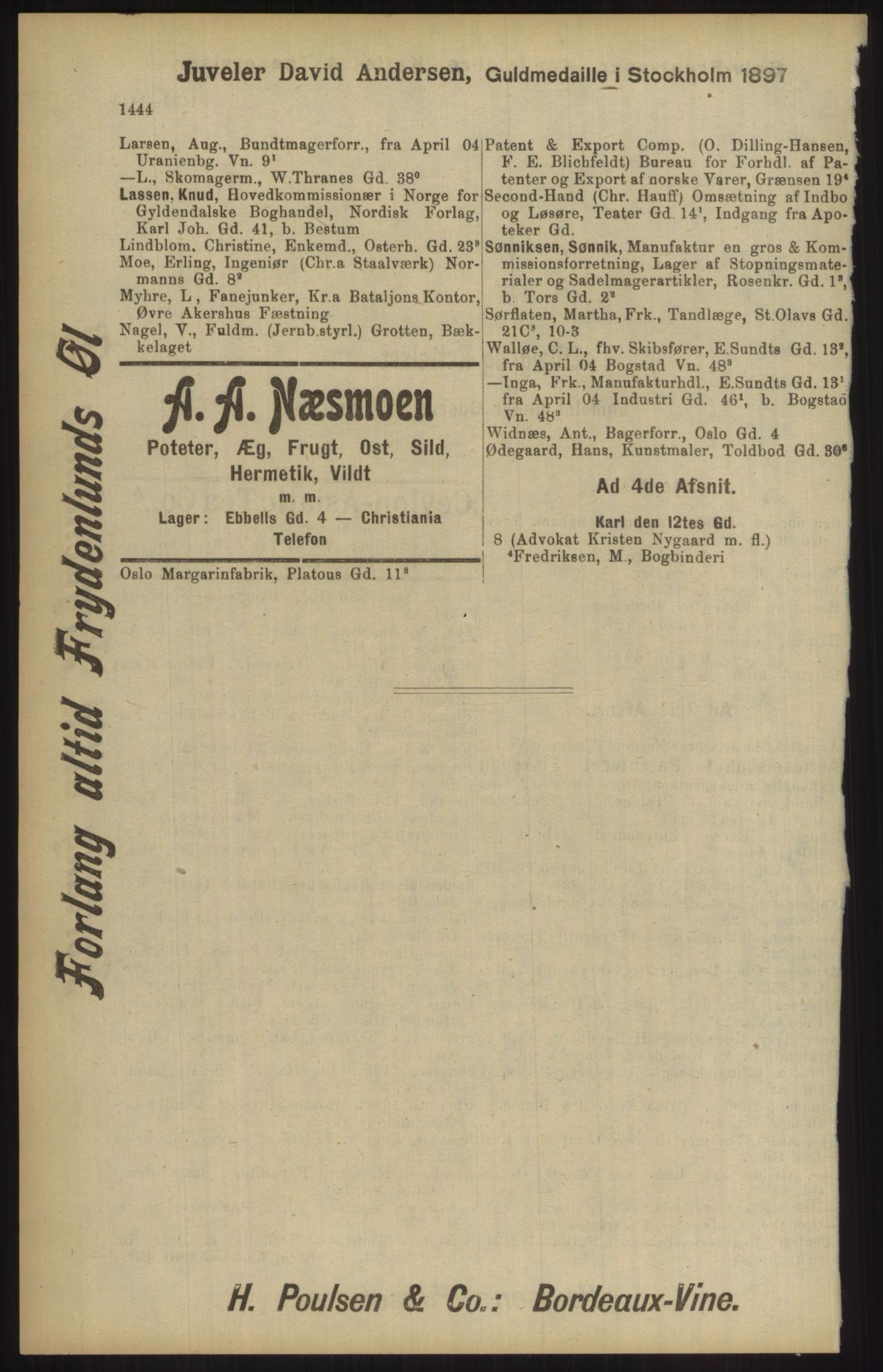 Kristiania/Oslo adressebok, PUBL/-, 1904, p. 1444
