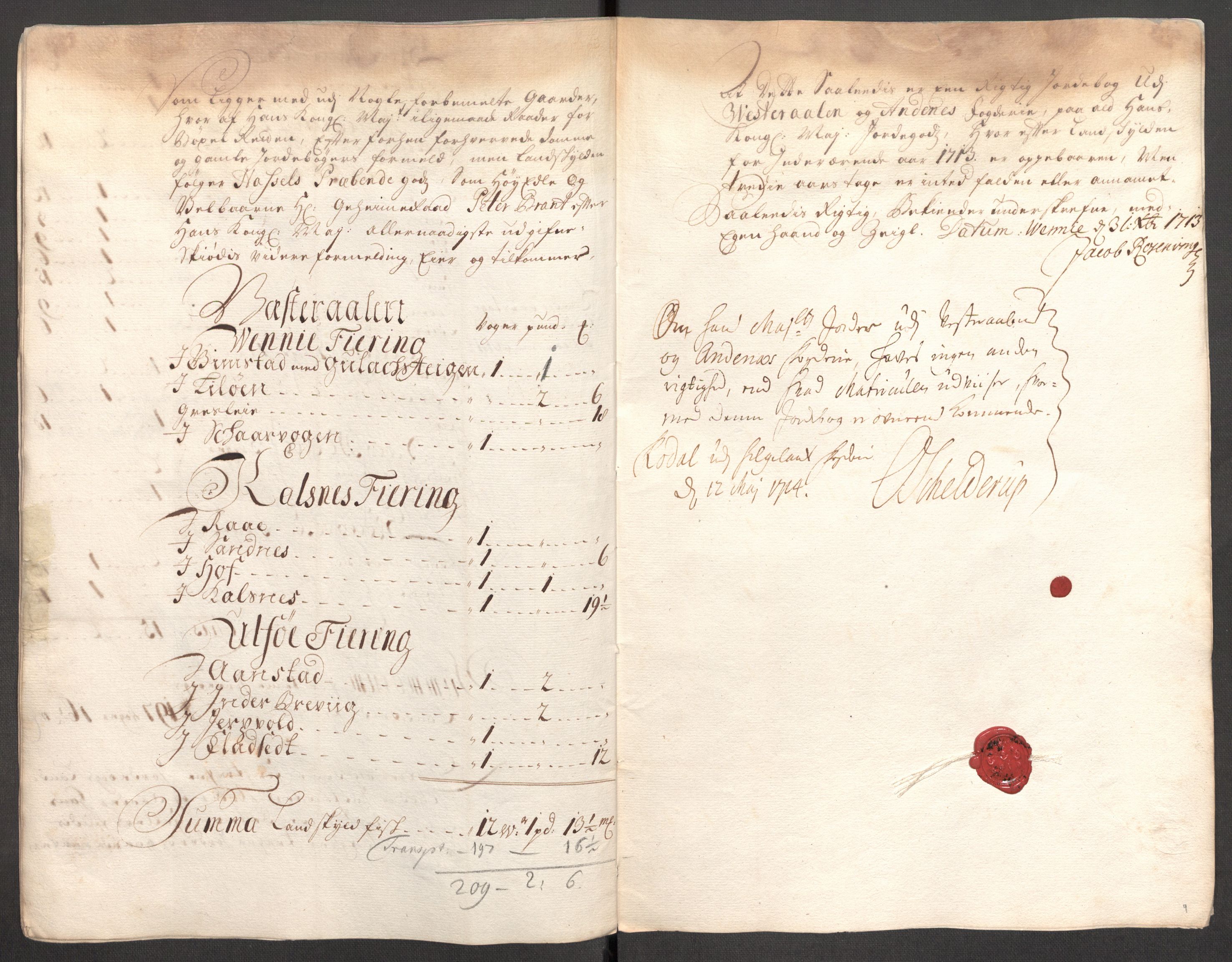 Rentekammeret inntil 1814, Reviderte regnskaper, Fogderegnskap, AV/RA-EA-4092/R67/L4679: Fogderegnskap Vesterålen, Andenes og Lofoten, 1711-1713, p. 209