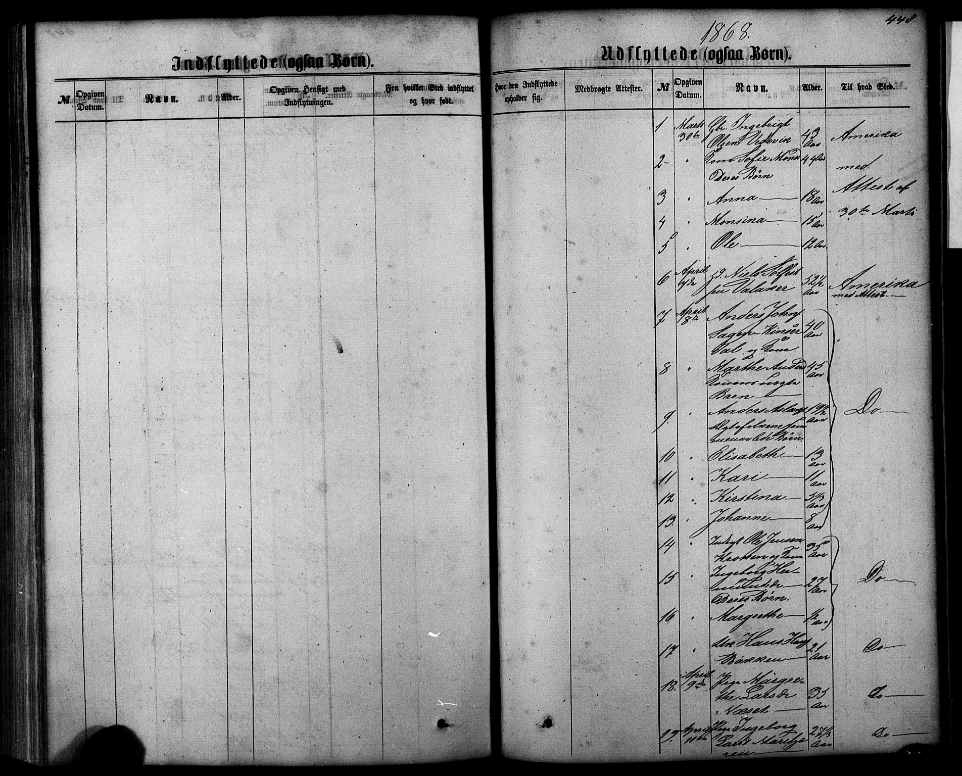 Hafslo sokneprestembete, SAB/A-80301/H/Hab/Haba/L0001: Parish register (copy) no. A 1, 1866-1908, p. 448