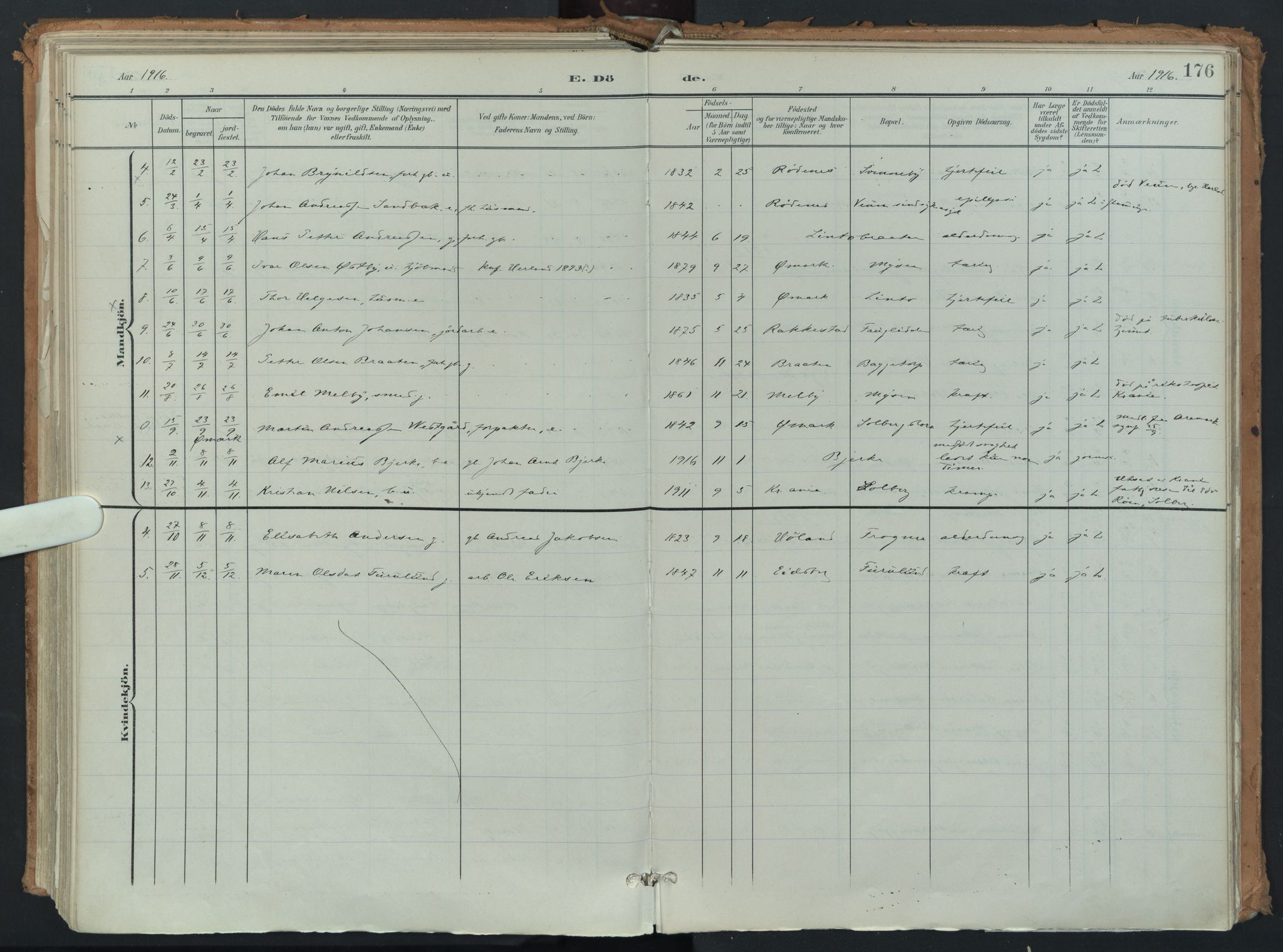 Eidsberg prestekontor Kirkebøker, AV/SAO-A-10905/F/Fb/L0002: Parish register (official) no. II 2, 1901-1933, p. 176