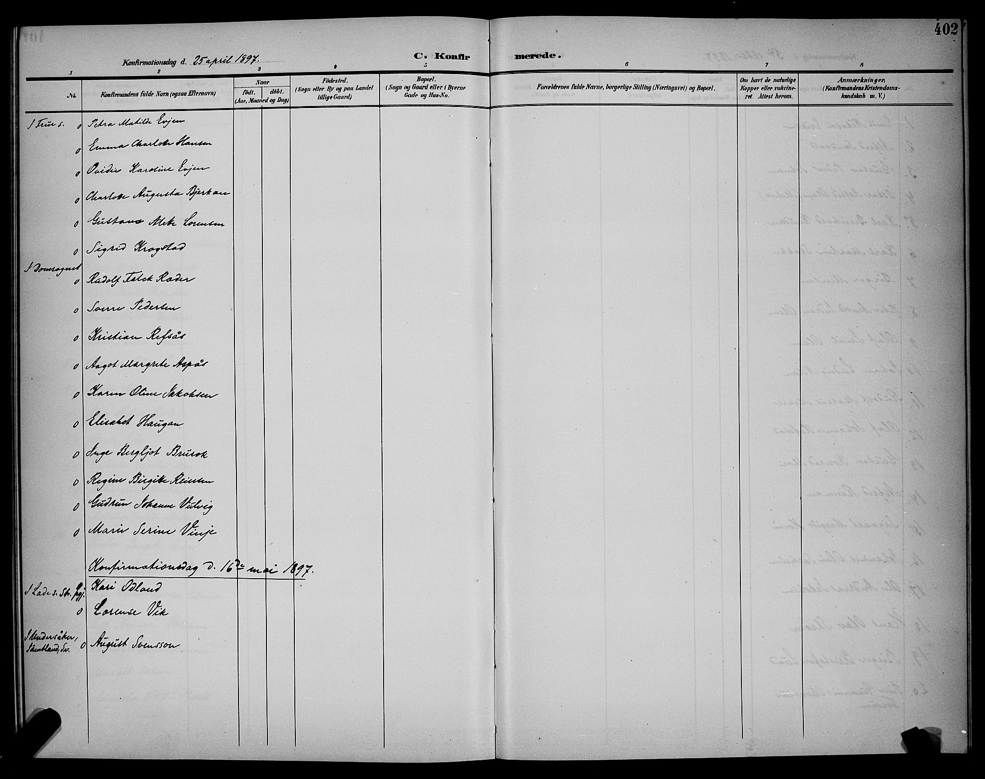 Ministerialprotokoller, klokkerbøker og fødselsregistre - Sør-Trøndelag, AV/SAT-A-1456/604/L0225: Parish register (copy) no. 604C08, 1895-1899, p. 402