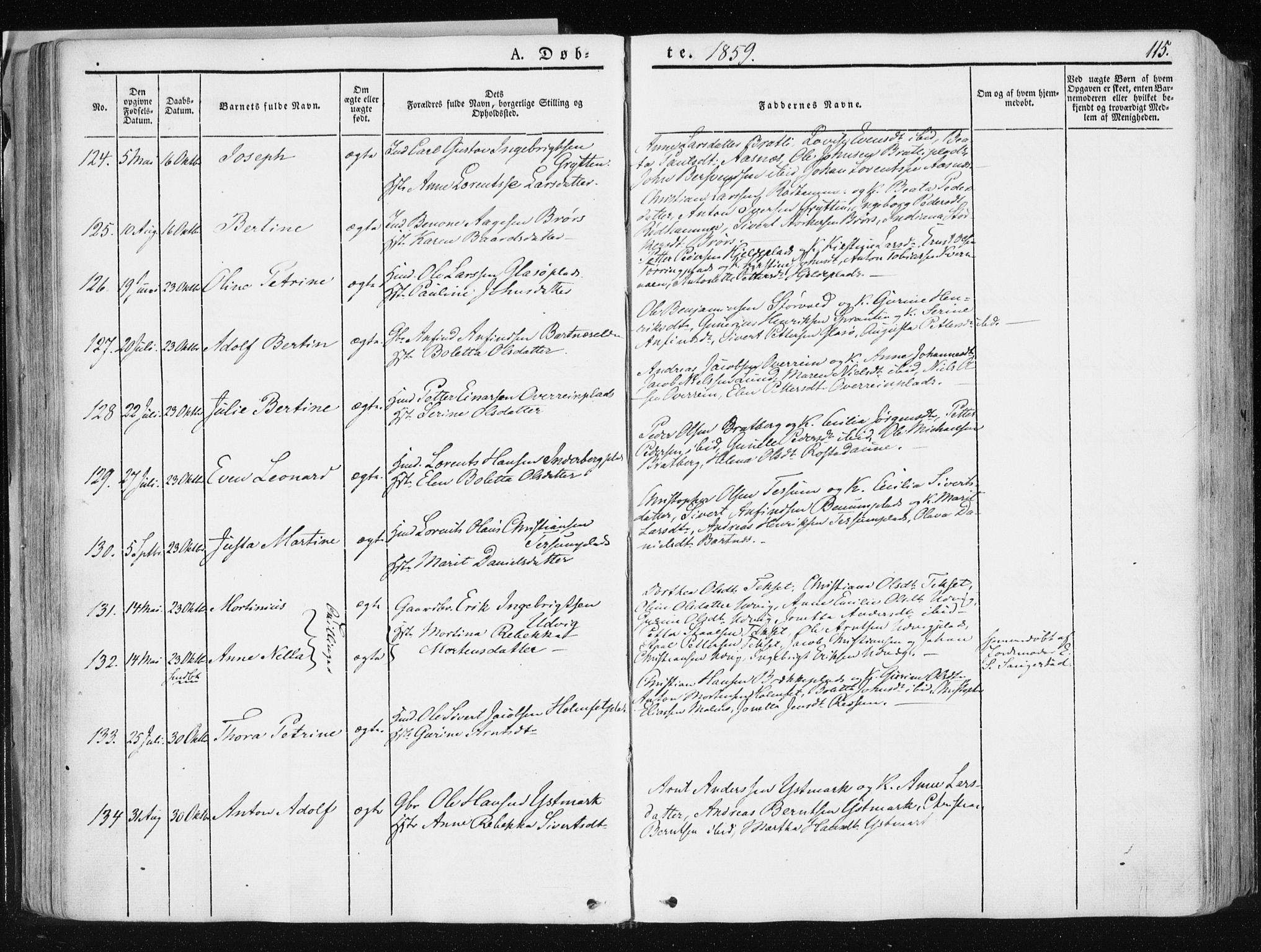 Ministerialprotokoller, klokkerbøker og fødselsregistre - Nord-Trøndelag, AV/SAT-A-1458/741/L0393: Parish register (official) no. 741A07, 1849-1863, p. 115