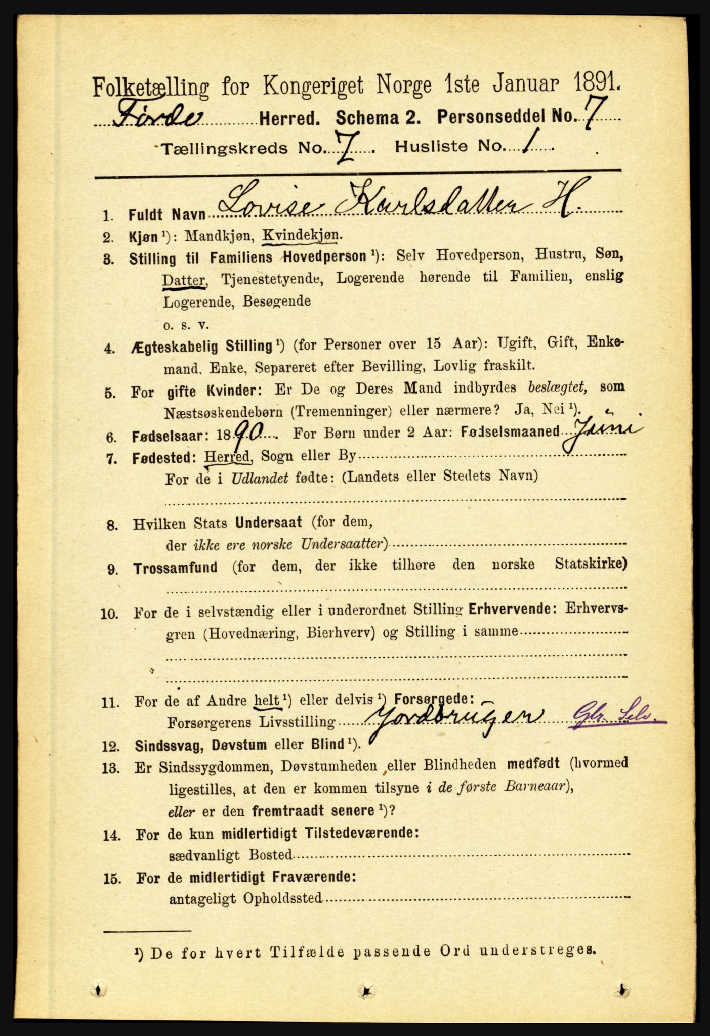 RA, 1891 census for 1432 Førde, 1891, p. 2502