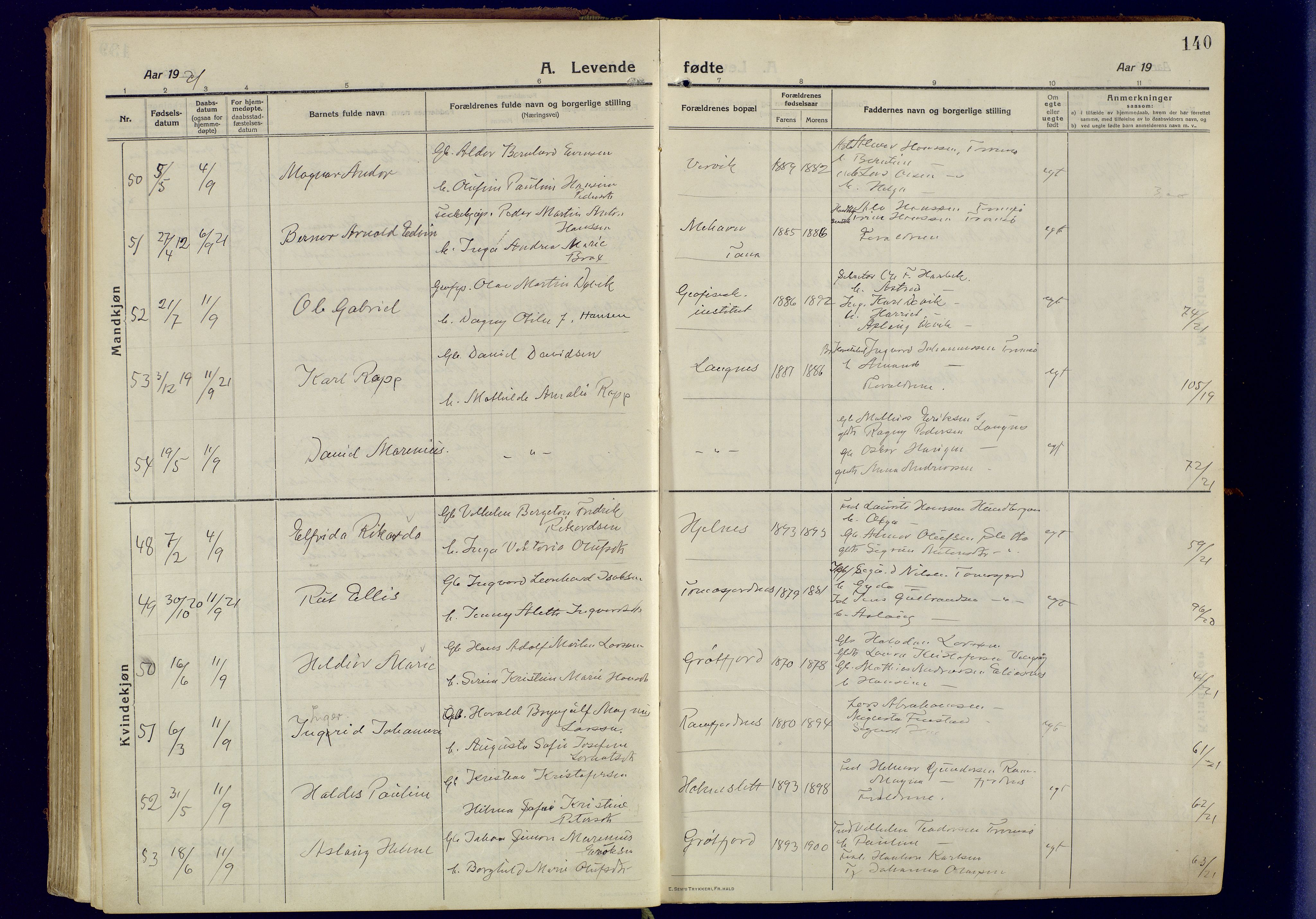 Tromsøysund sokneprestkontor, AV/SATØ-S-1304/G/Ga/L0008kirke: Parish register (official) no. 8, 1914-1922, p. 140