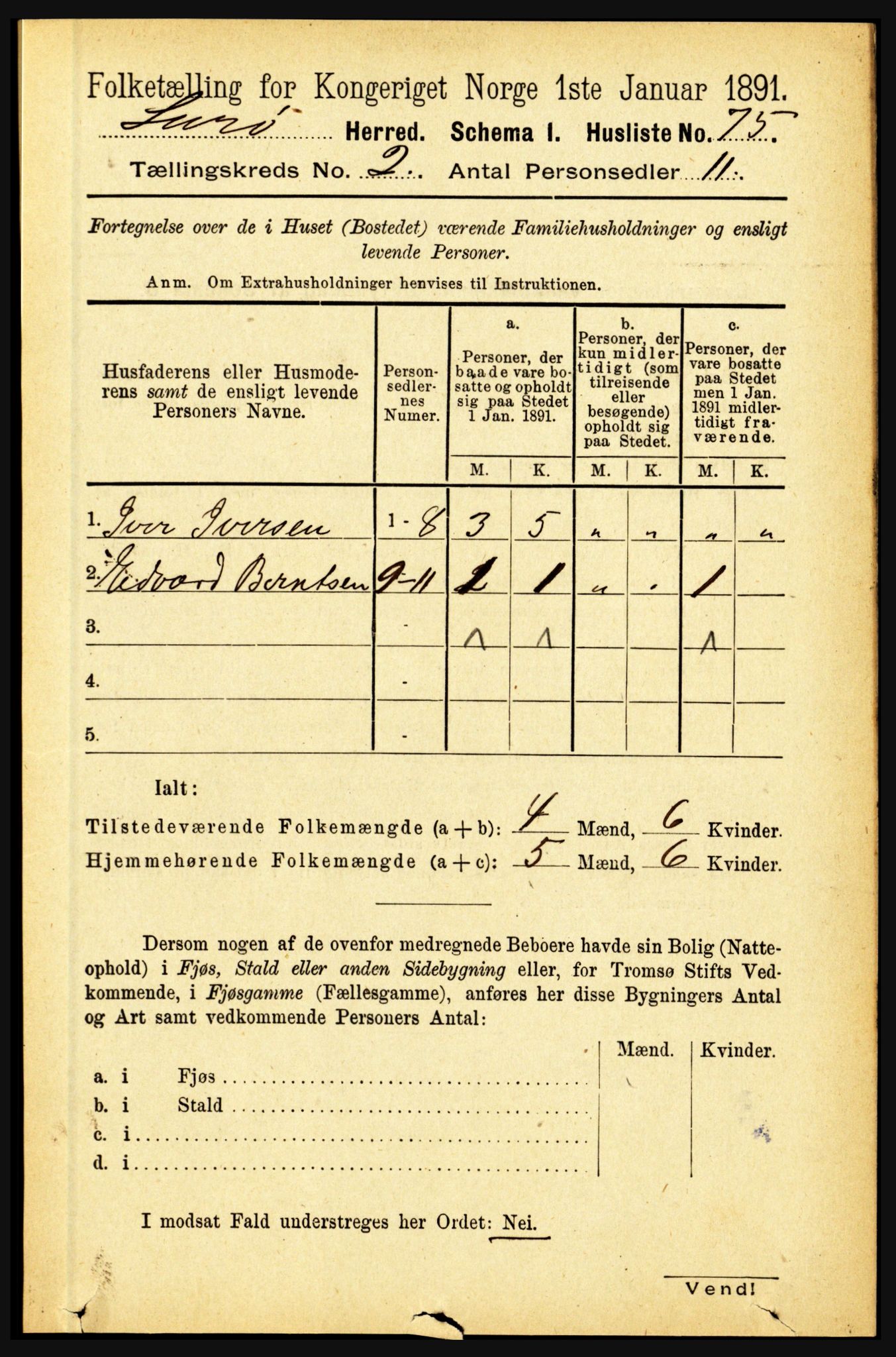 RA, 1891 census for 1834 Lurøy, 1891, p. 731