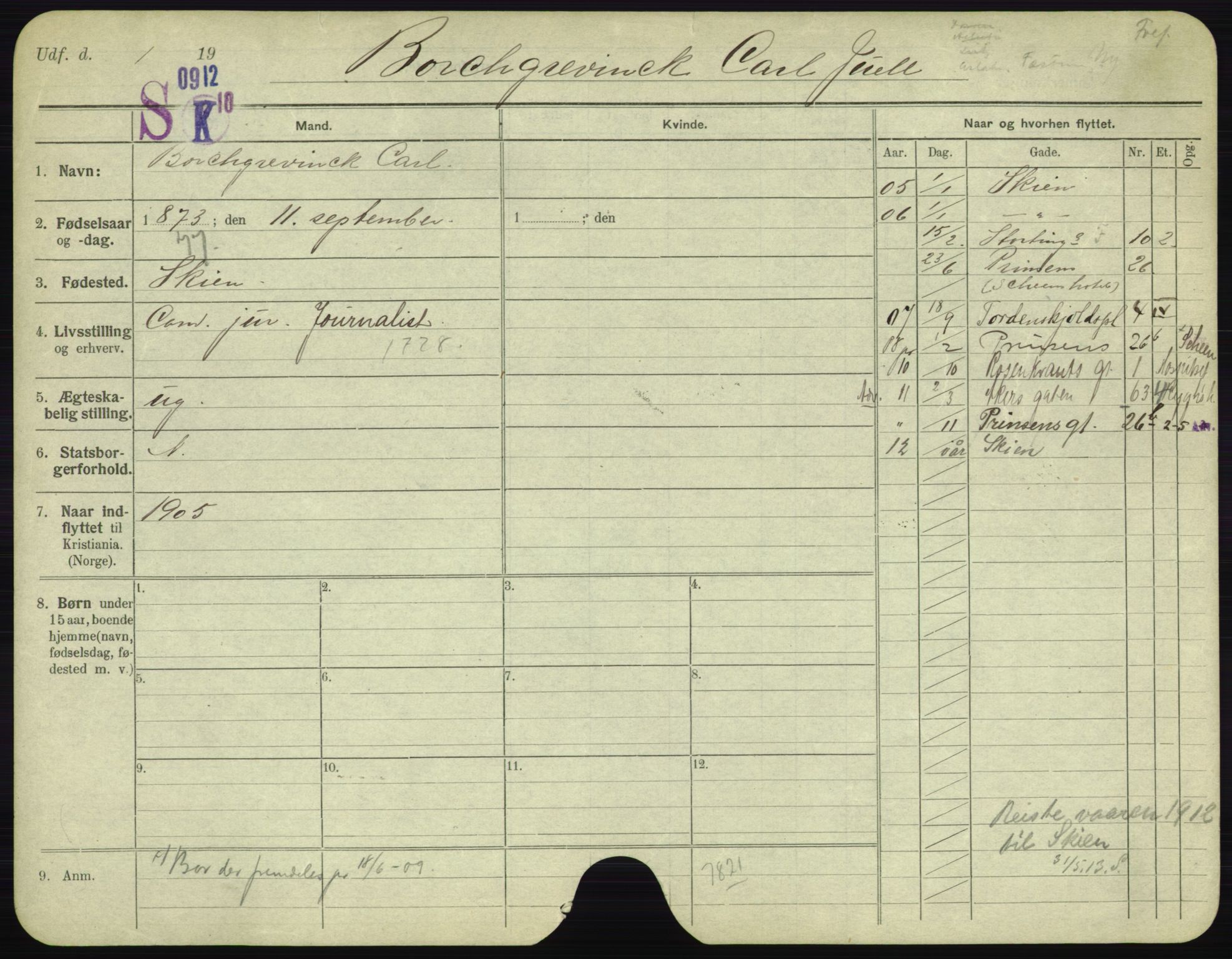 Oslo folkeregister, Registerkort, AV/SAO-A-11715/F/Fa/Fac/L0002: Menn, 1906-1914, p. 107a