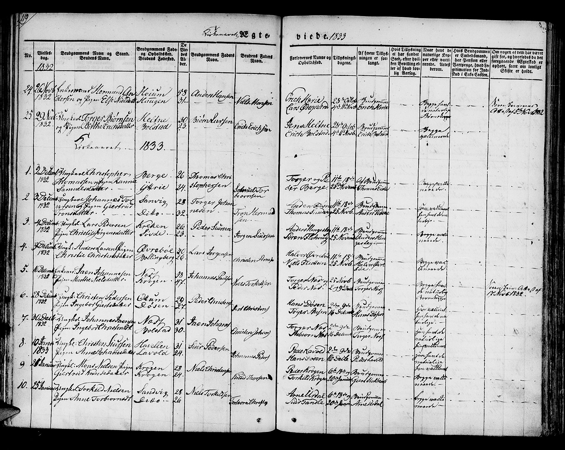 Luster sokneprestembete, SAB/A-81101/H/Haa/Haaa/L0005: Parish register (official) no. A 5, 1831-1841, p. 119