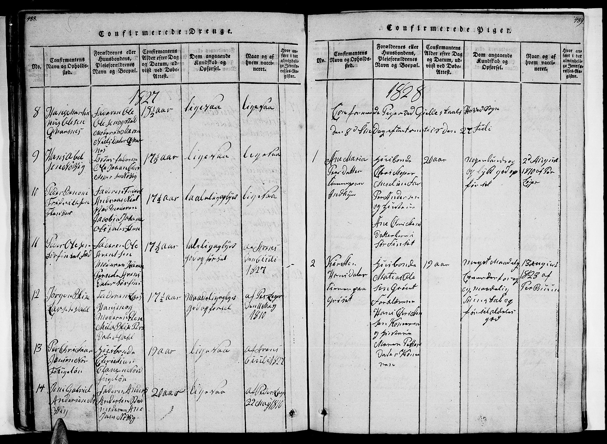 Ministerialprotokoller, klokkerbøker og fødselsregistre - Nordland, AV/SAT-A-1459/805/L0105: Parish register (copy) no. 805C01, 1820-1839, p. 488-489