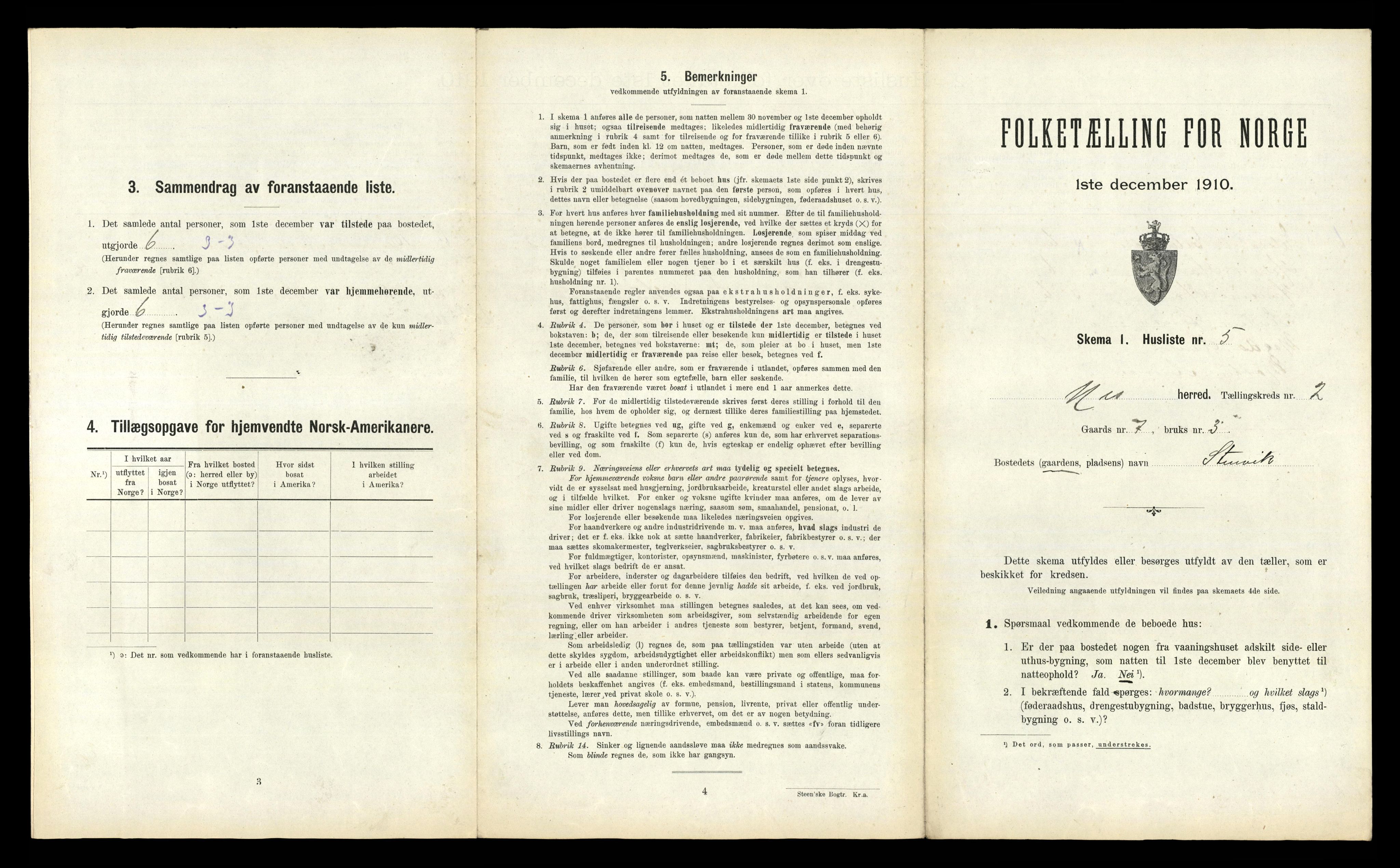 RA, 1910 census for Nes, 1910, p. 201